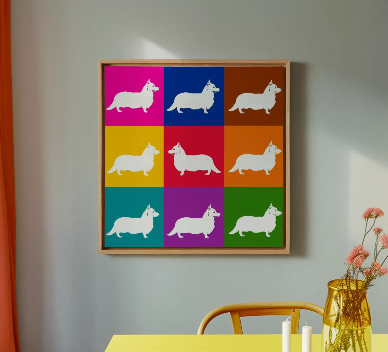 Corgie tela con Cornice a cassetta da Pop dogs