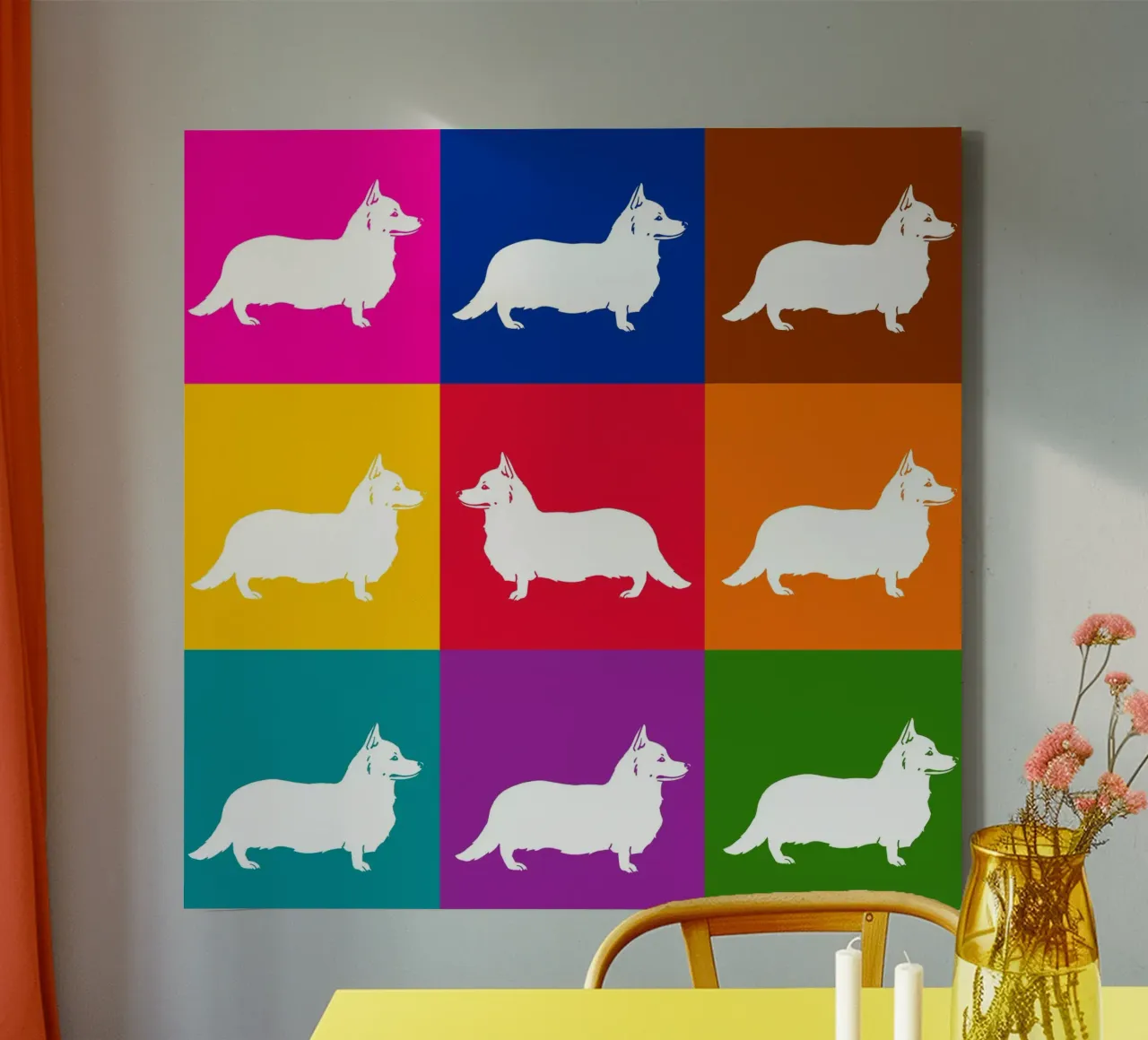 Corgie tela con Cornice a cassetta da Pop dogs