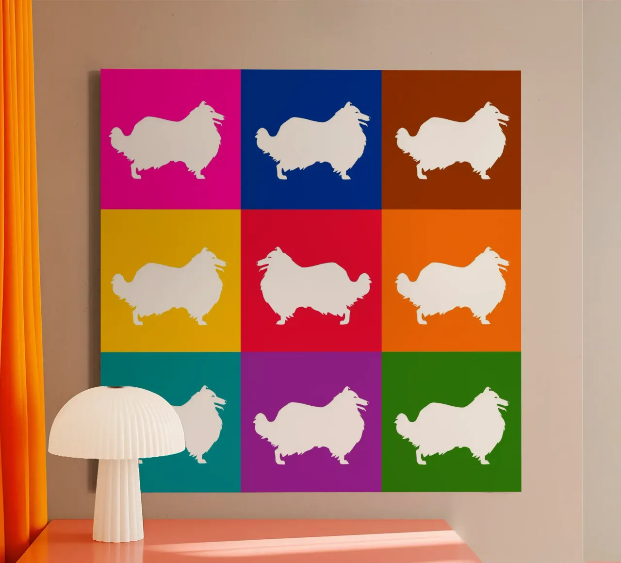 Collie ruvido tela con Cornice a cassetta da Pop dogs