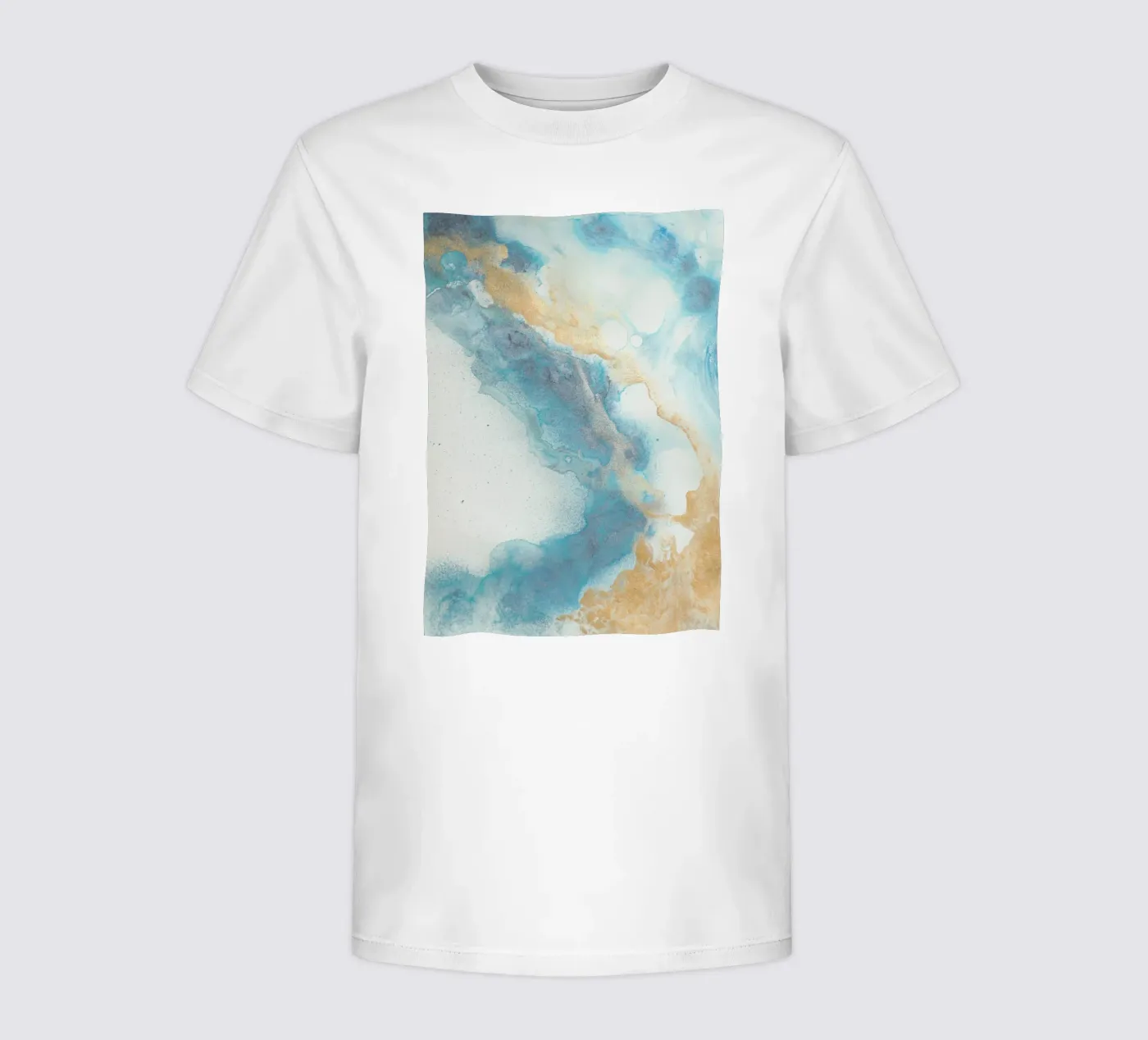 Blauwe kust kinder t-shirt van Eva Nev Watercolor