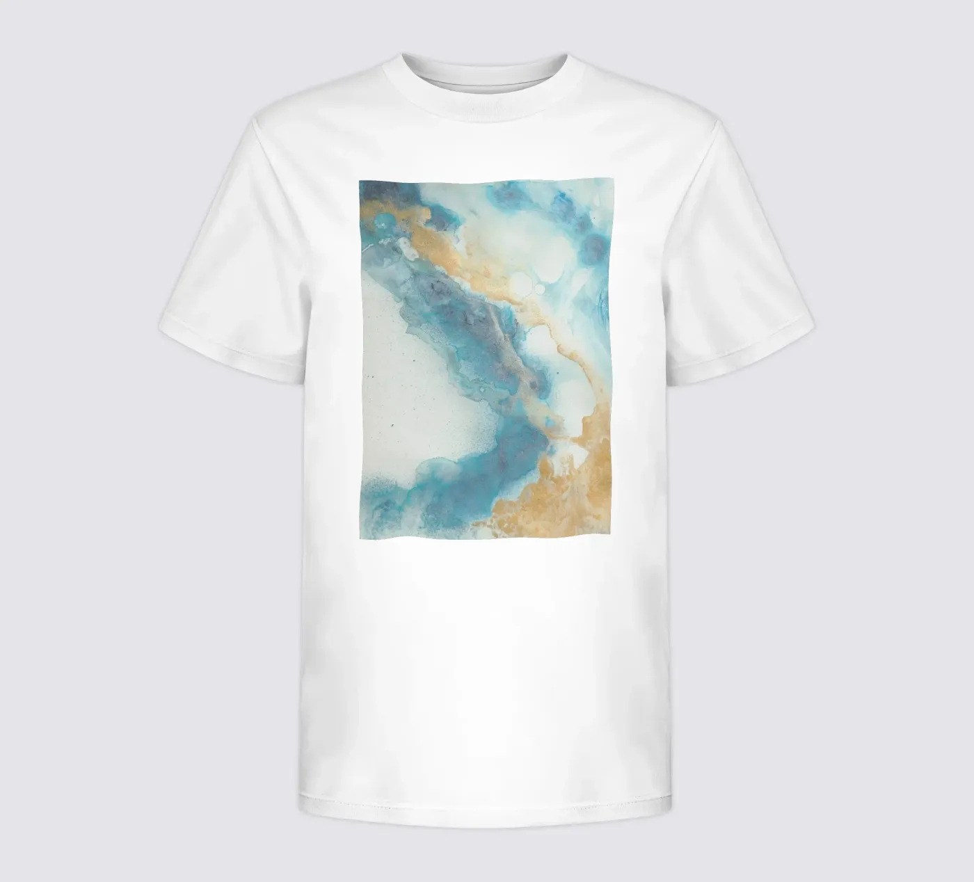 Blauwe kust kinder t-shirt van Eva Nev Watercolor