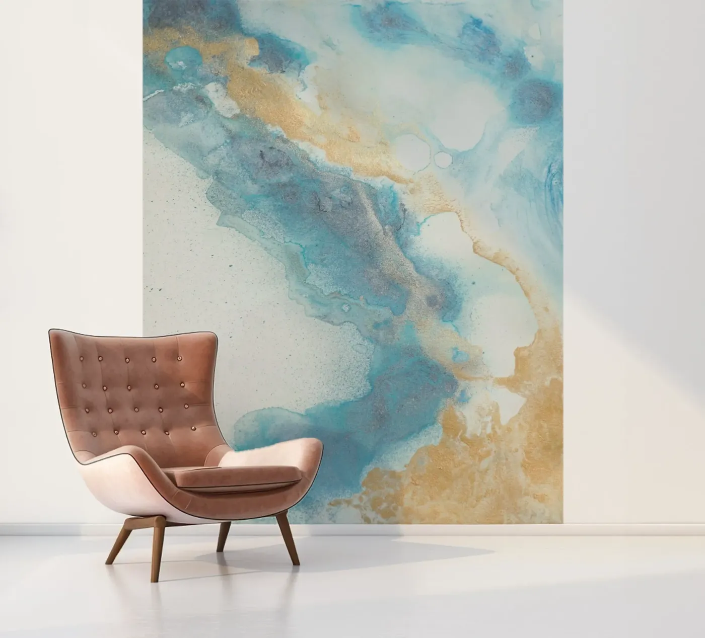 Blauwe kust fotobehang van Eva Nev Watercolor
