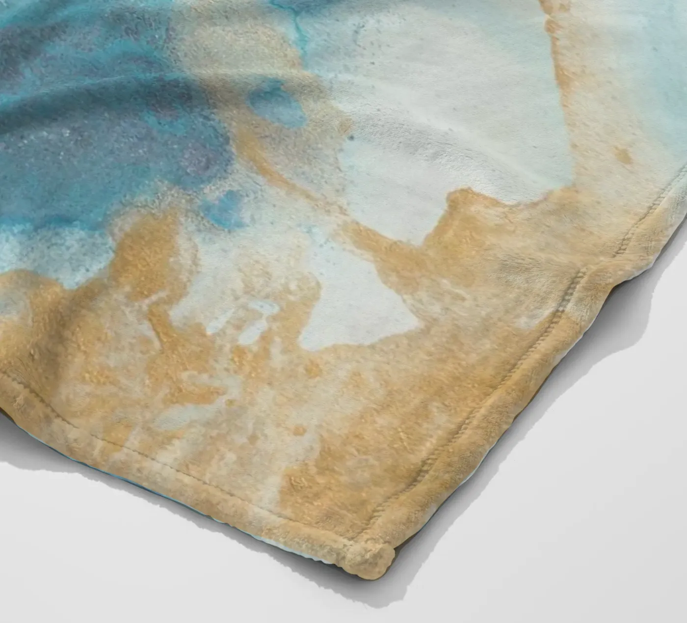 Blauwe kust fleecedeken van Eva Nev Watercolor