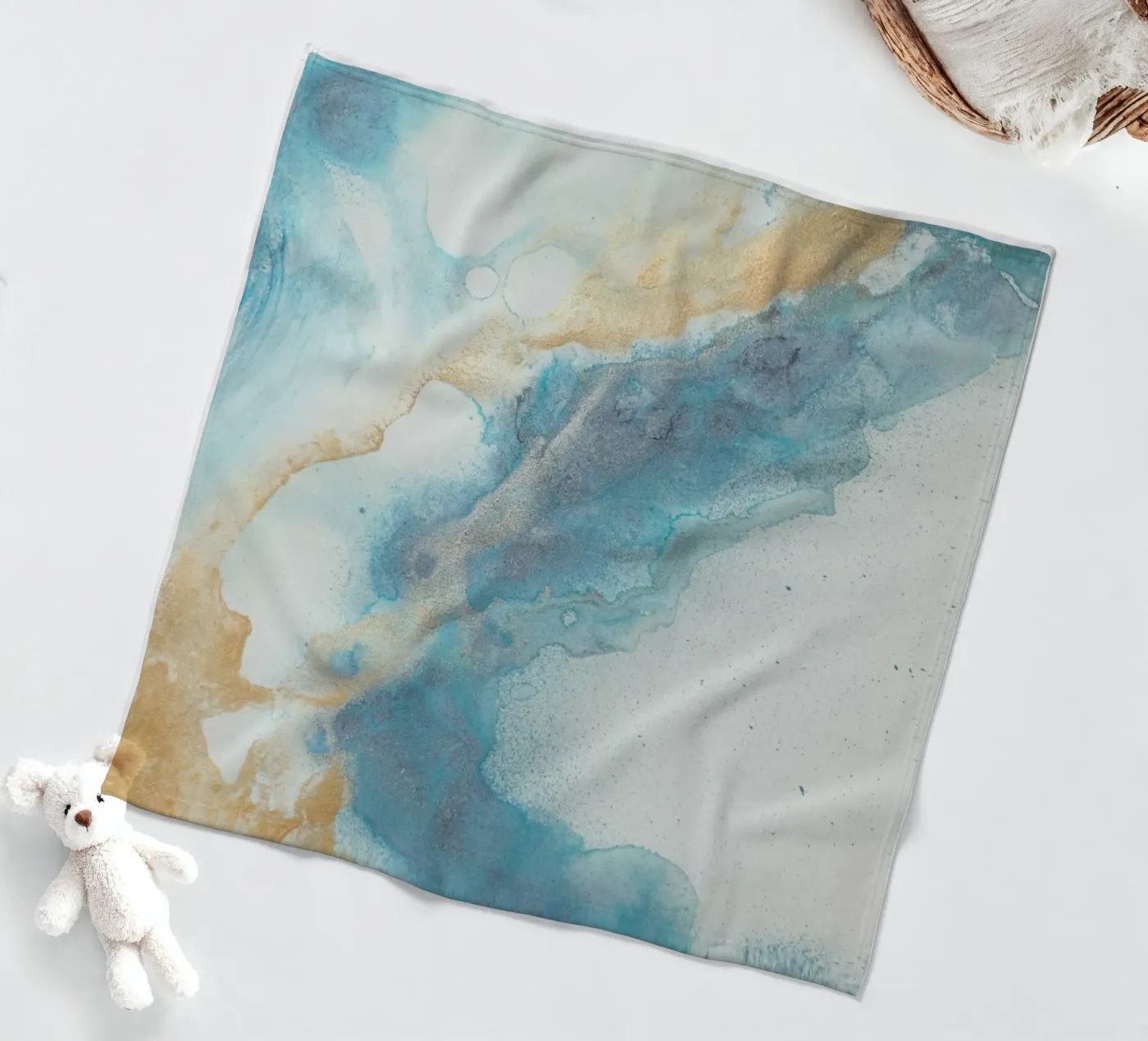 Blauwe kust fleecedeken van Eva Nev Watercolor