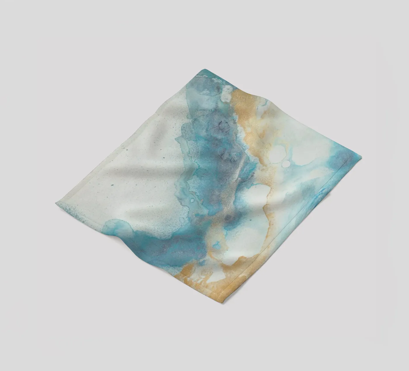 Blauwe kust fleecedeken van Eva Nev Watercolor