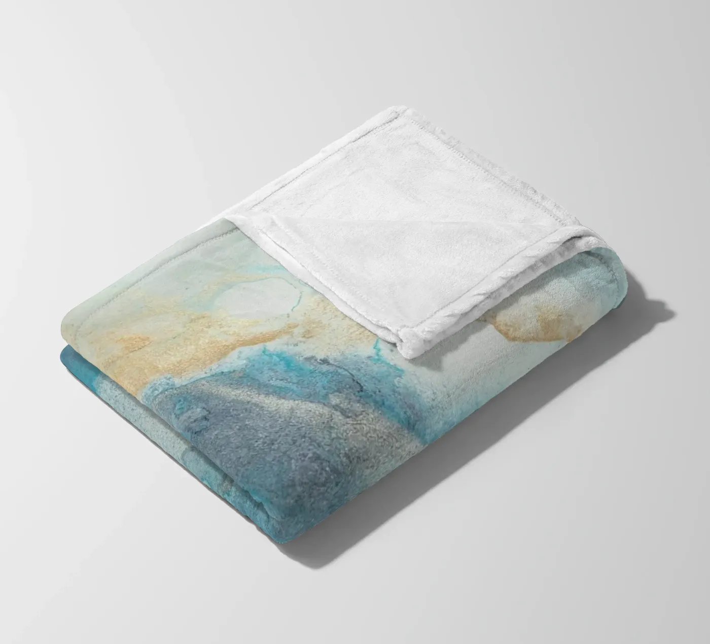 Blauwe kust fleecedeken van Eva Nev Watercolor