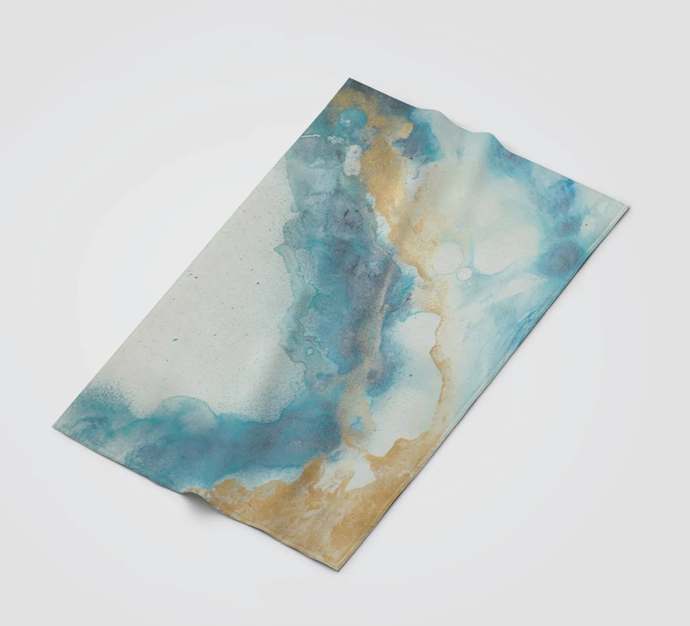 Blauwe kust fleecedeken van Eva Nev Watercolor