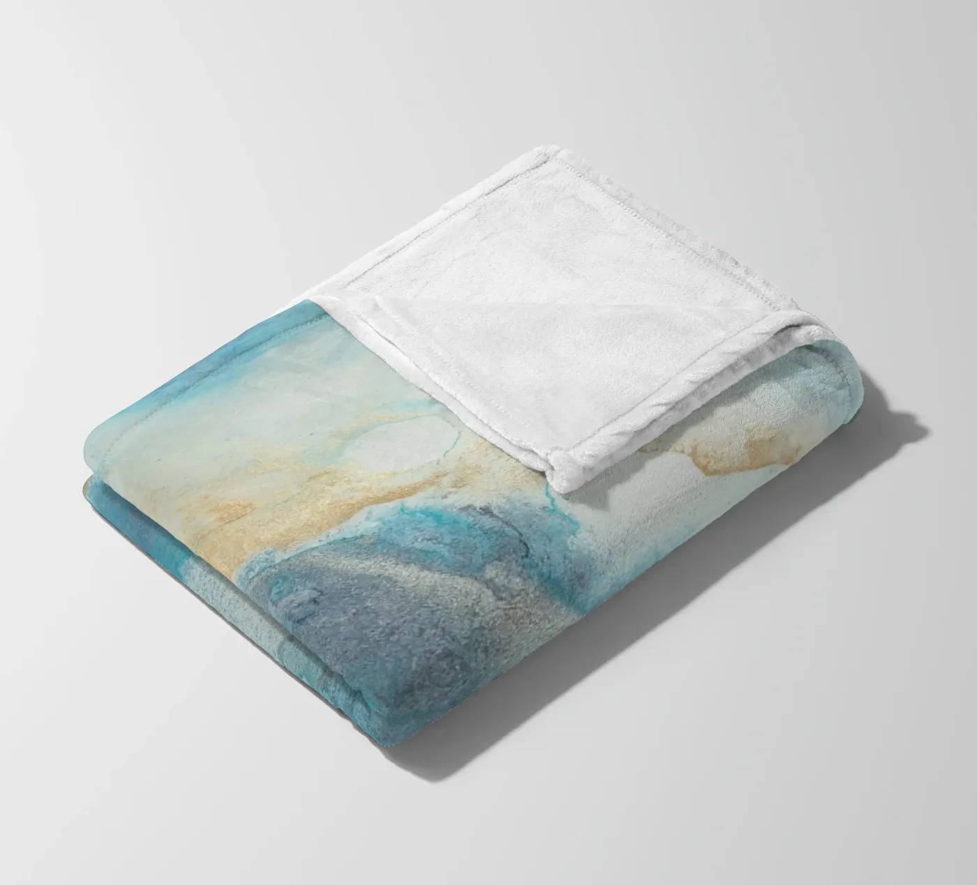 Blauwe kust fleecedeken van Eva Nev Watercolor