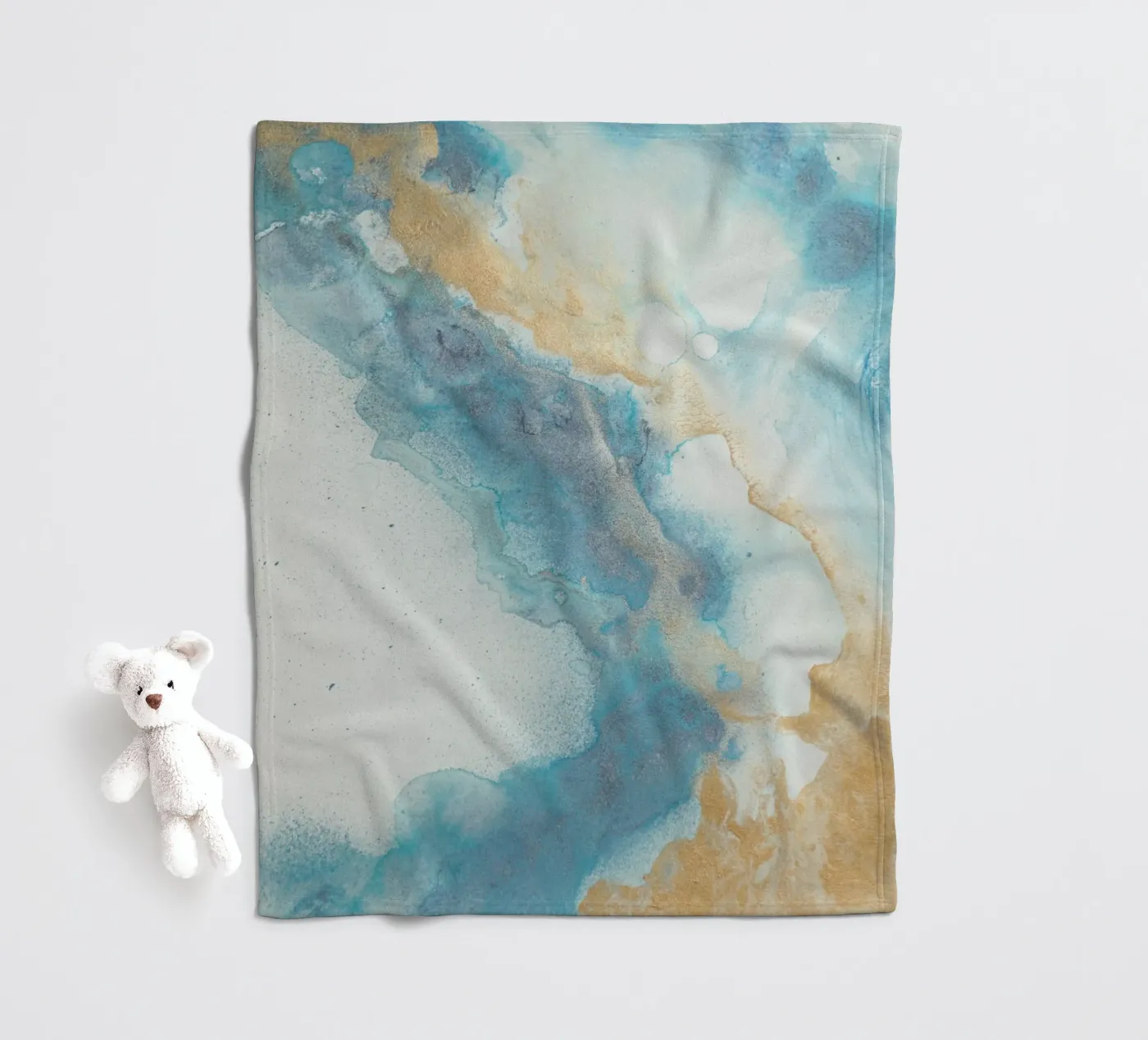 Blauwe kust fleecedeken van Eva Nev Watercolor