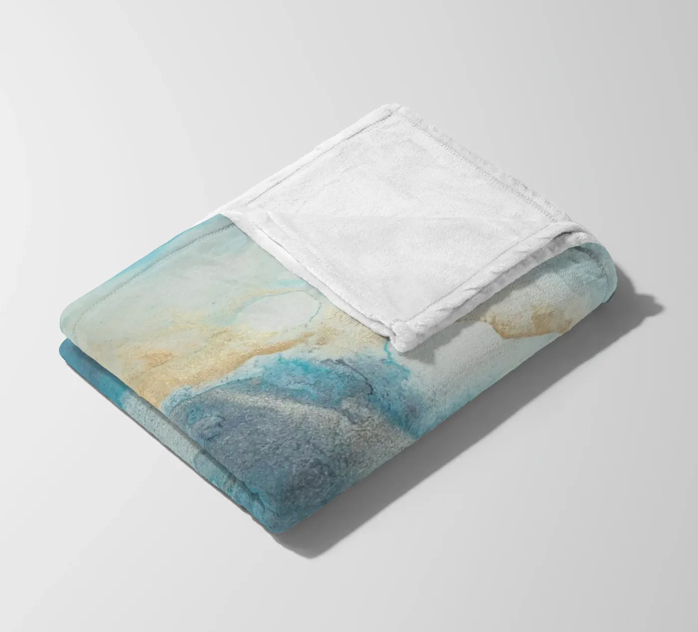 Blauwe kust fleecedeken van Eva Nev Watercolor