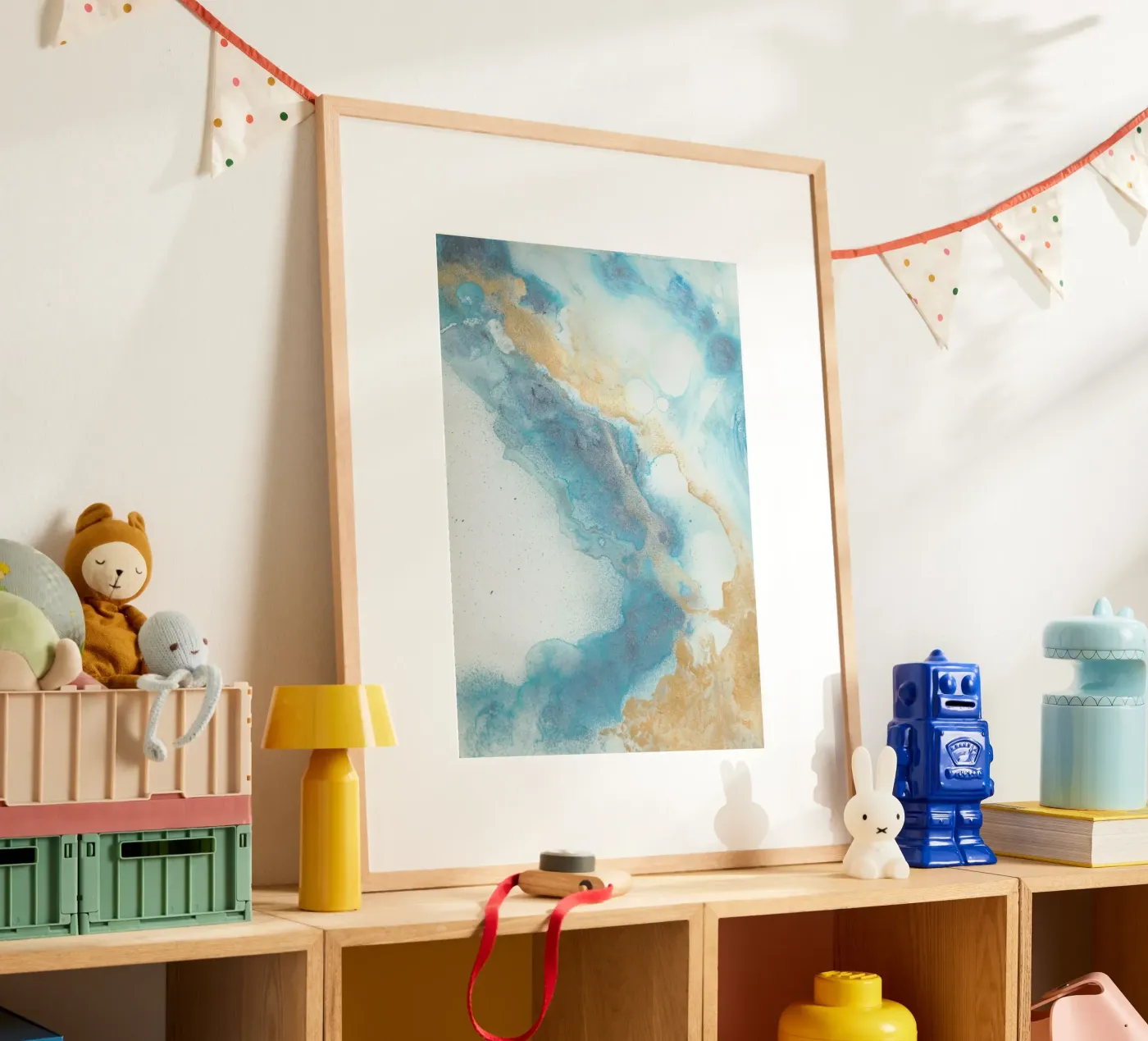 Blauwe kust poster van Eva Nev Watercolor