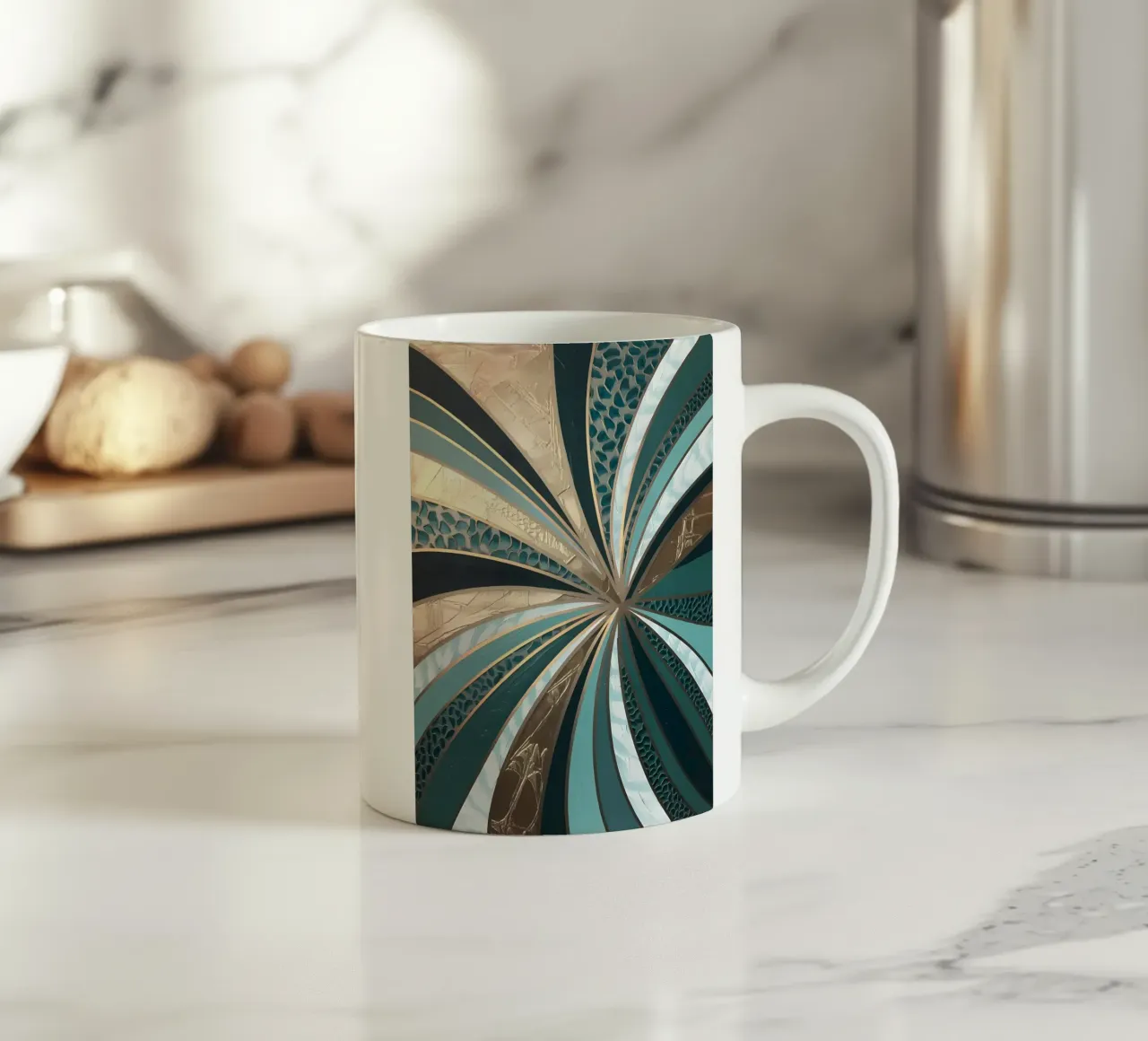 Emerald Vortex ceramic mug by Artistic-shop
