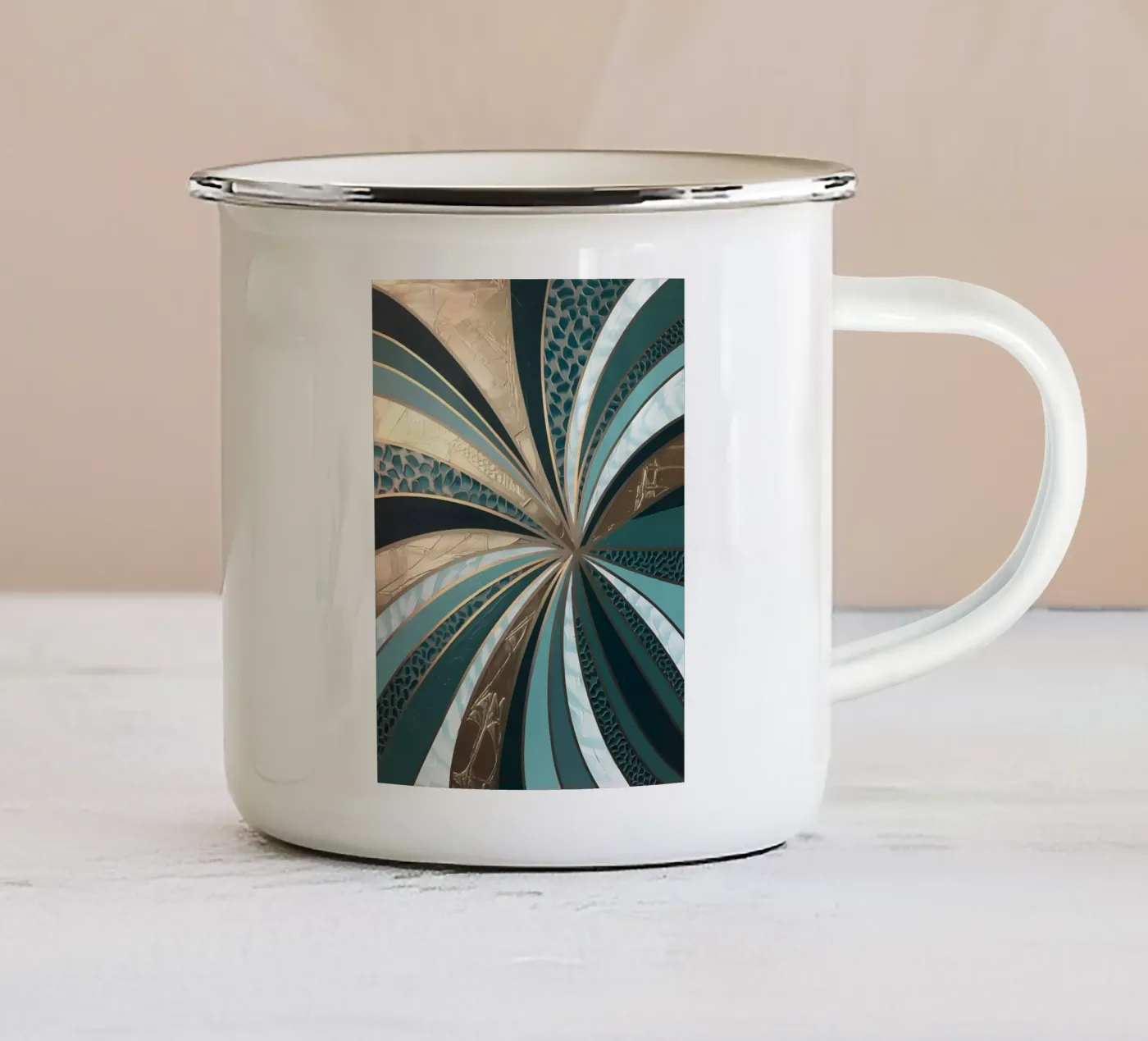 Emerald Vortex enamel mug by Artistic-shop