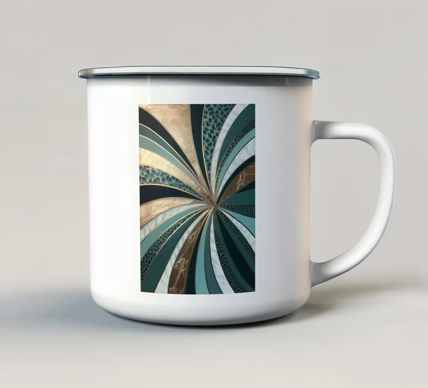 Emerald Vortex enamel mug by Artistic-shop