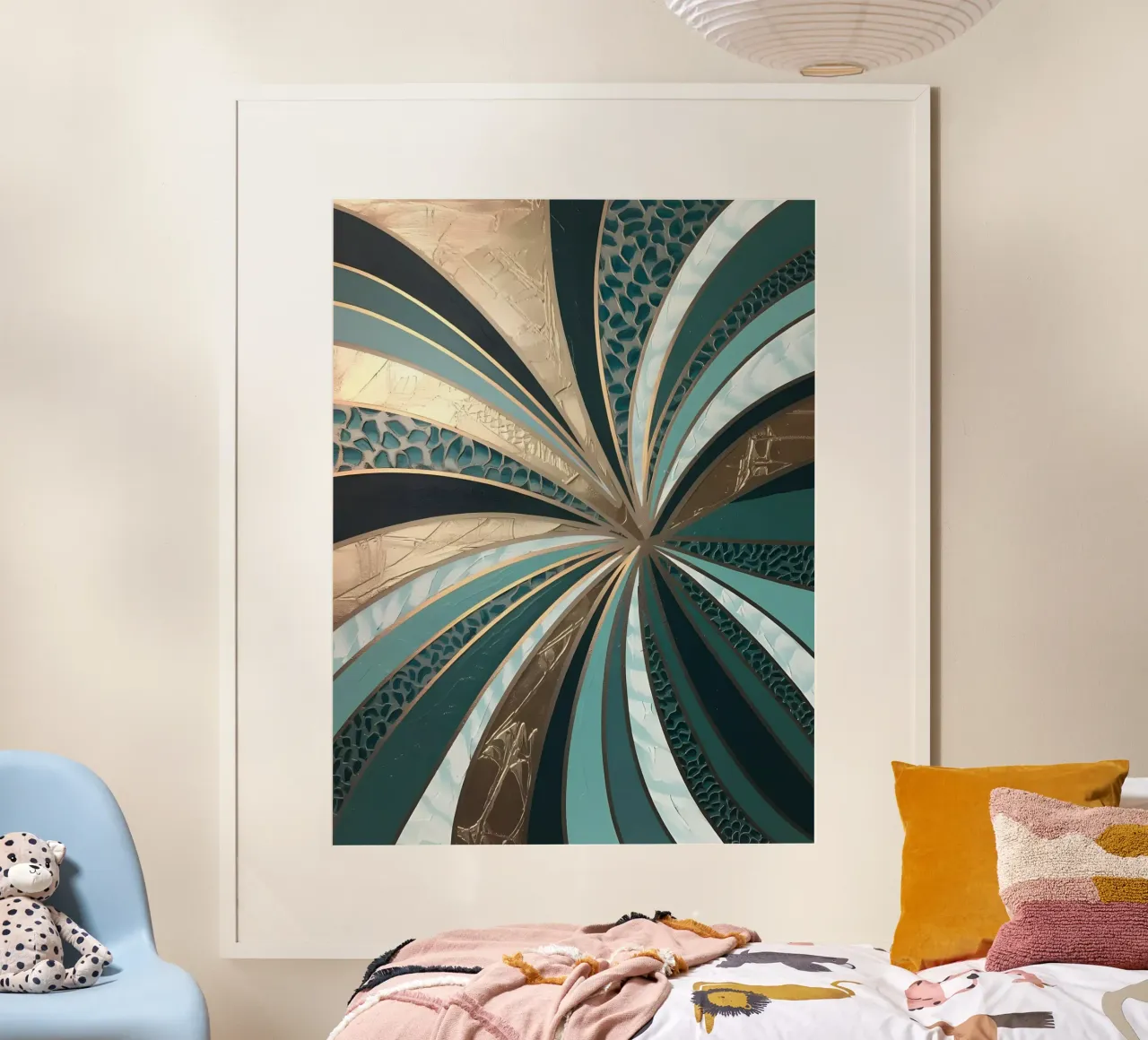 Vortice di smeraldo poster con telaio in legno da Artistic-shop