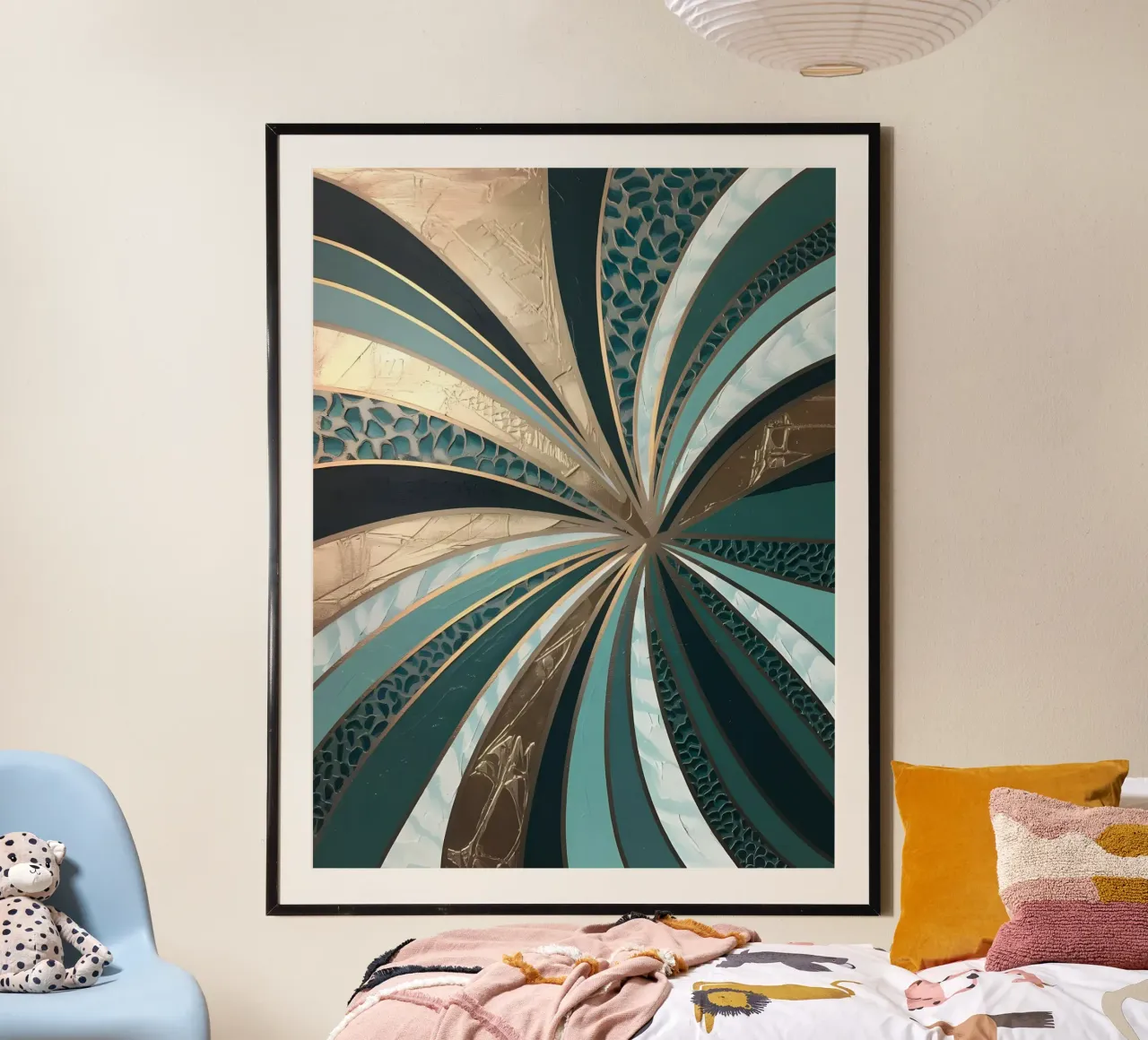 Vortice di smeraldo poster con telaio in legno da Artistic-shop