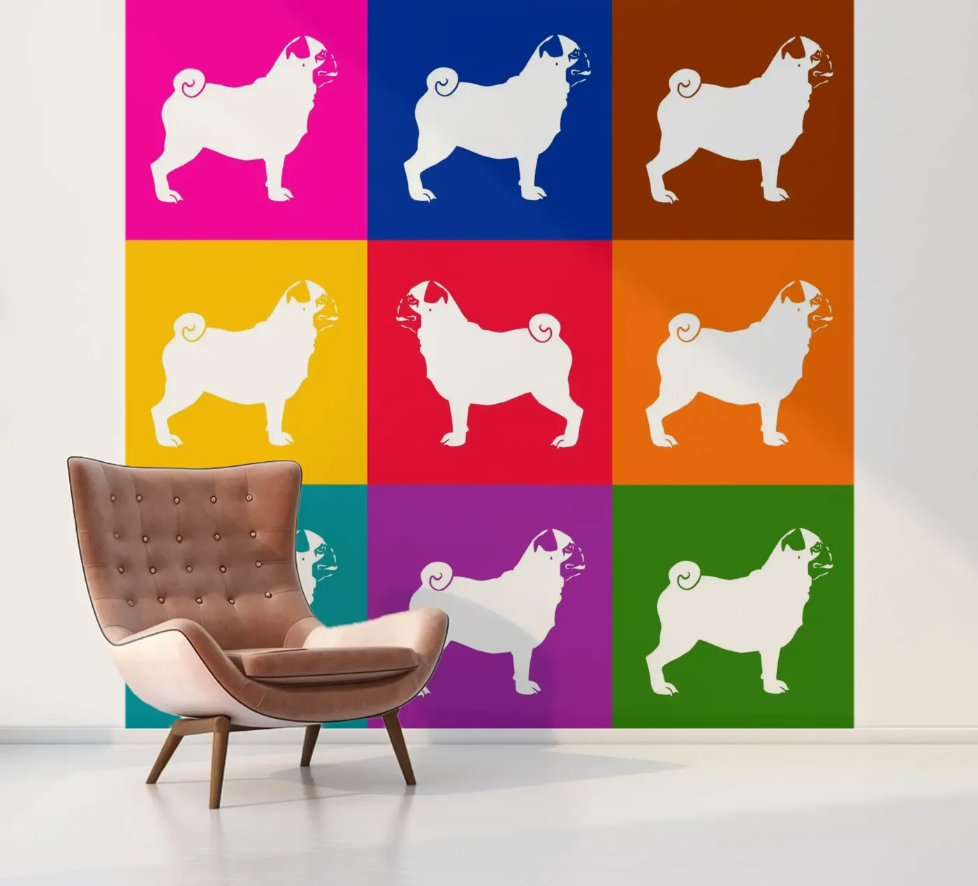 Mopshond fotobehang van Pop dogs