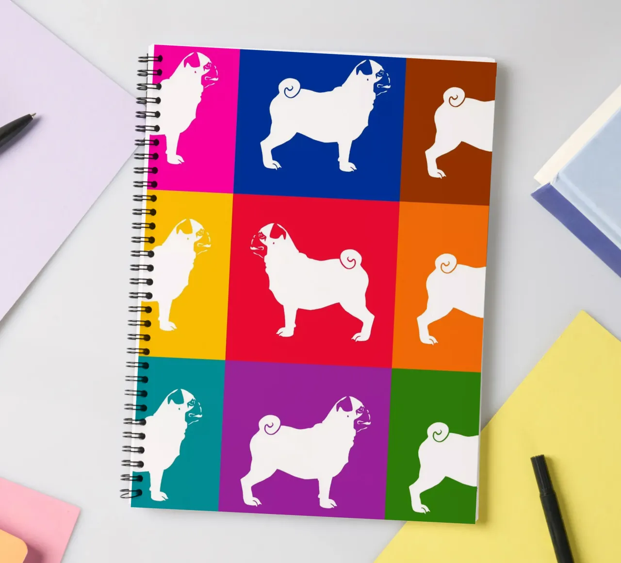 Mopshond notitieboek met spiraal van Pop dogs