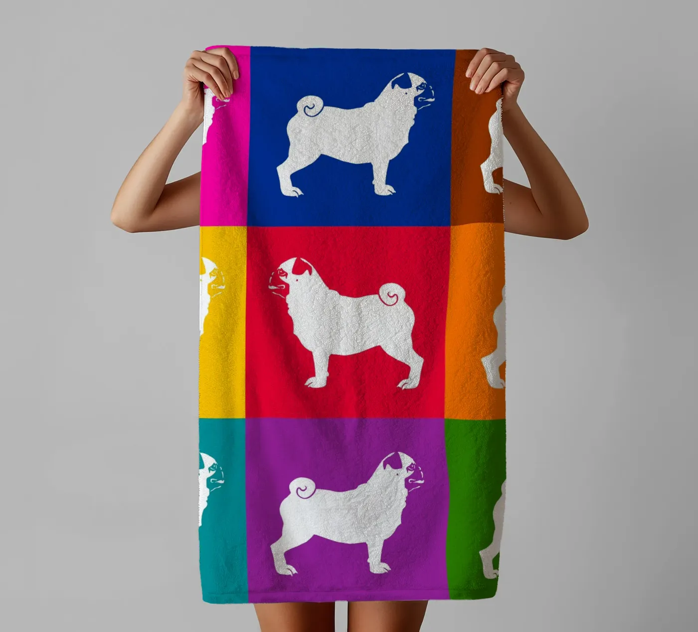 Mopshond badhanddoek van Pop dogs