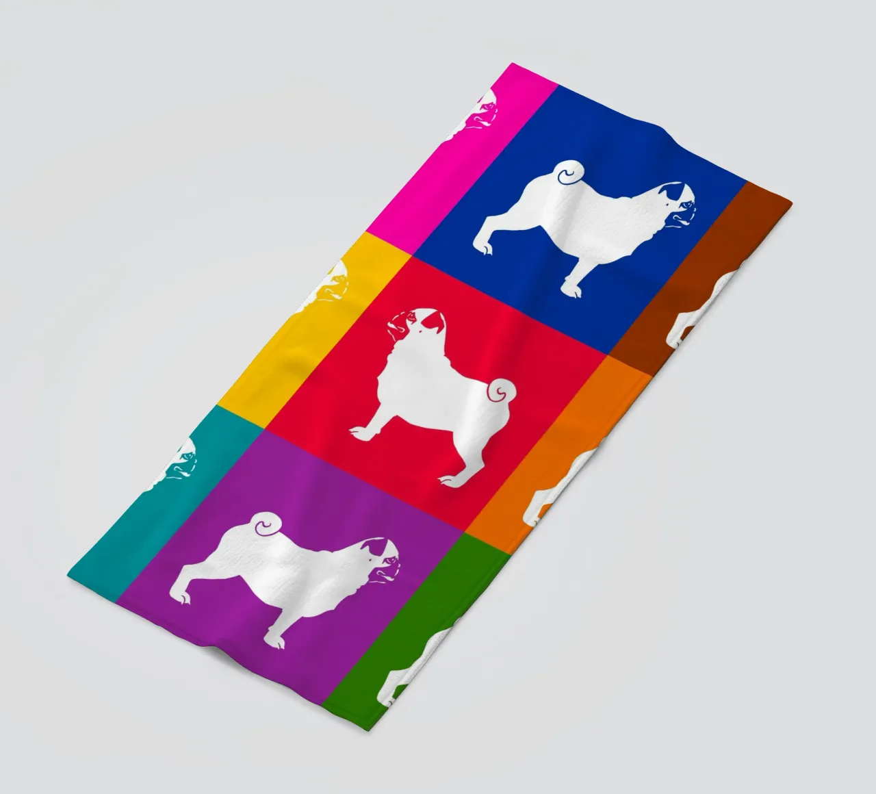 Pug beach towel by Pop dogs