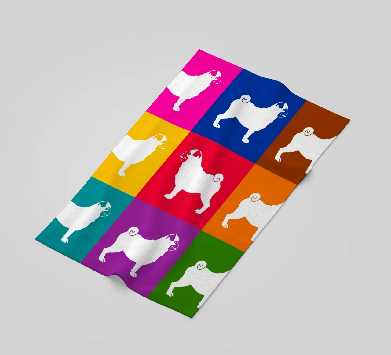 Pug beach towel by Pop dogs