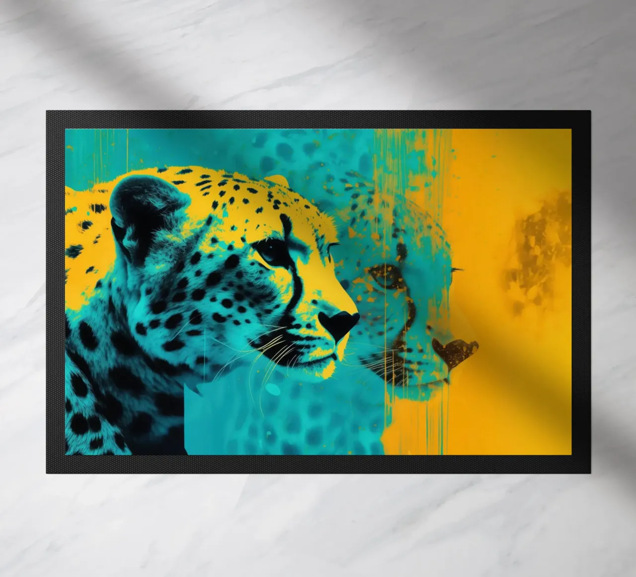 Neon hunter | Ghepardo in ciano e oro zerbino da Autofocus