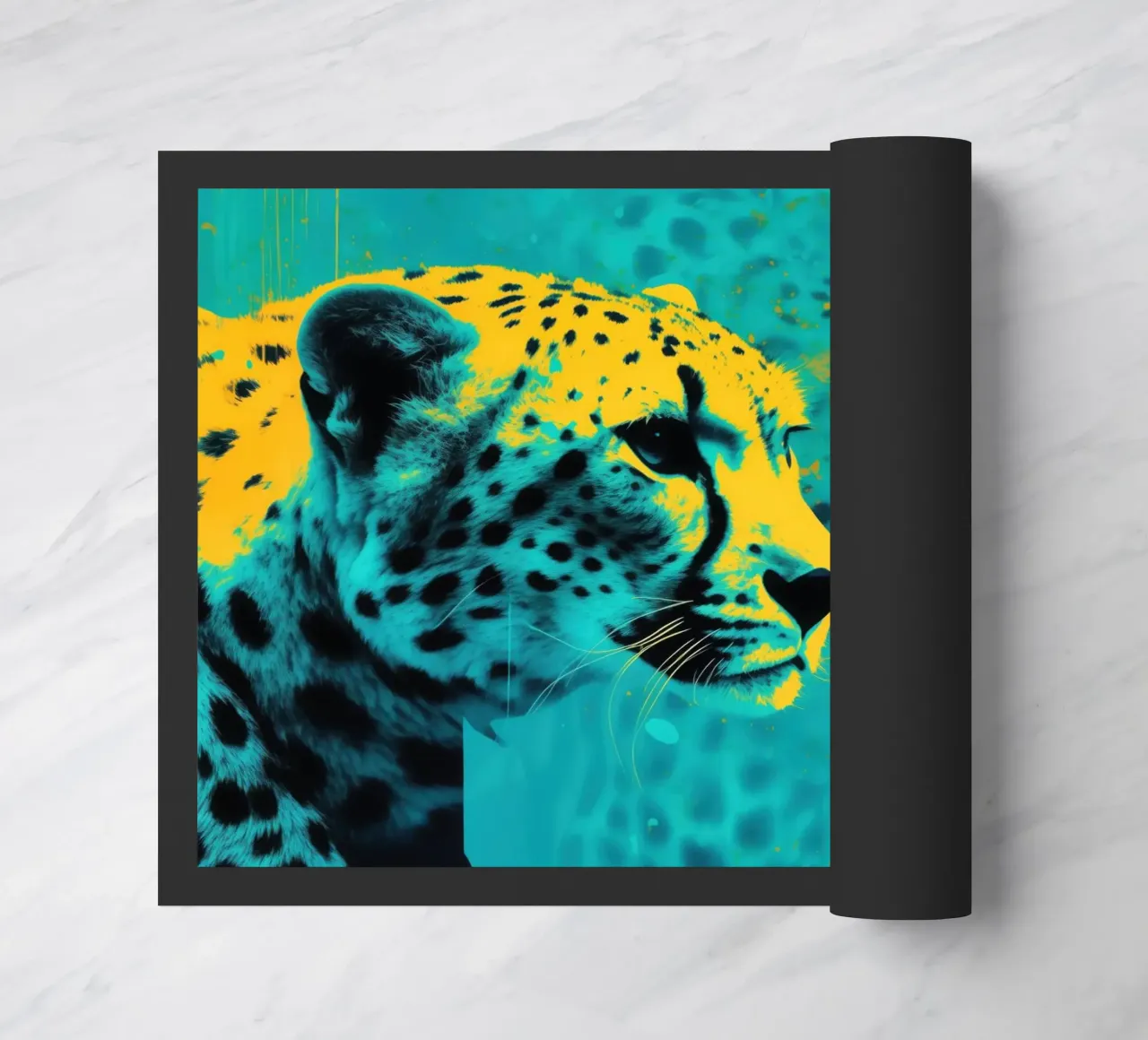 Neon hunter | Ghepardo in ciano e oro zerbino da Autofocus