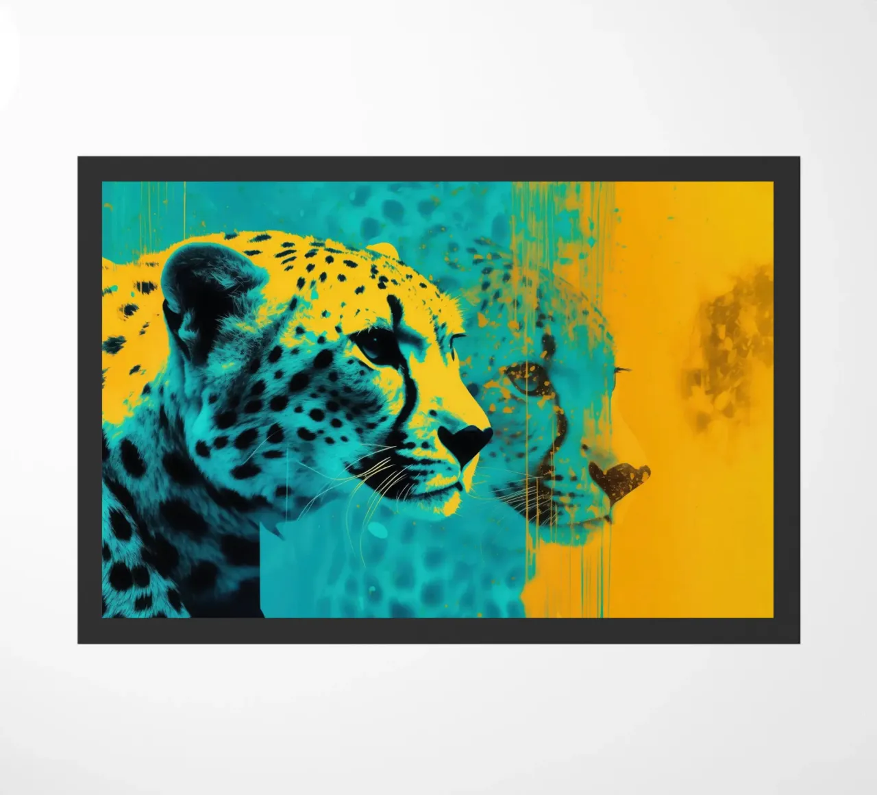 Neon hunter | Ghepardo in ciano e oro zerbino da Autofocus