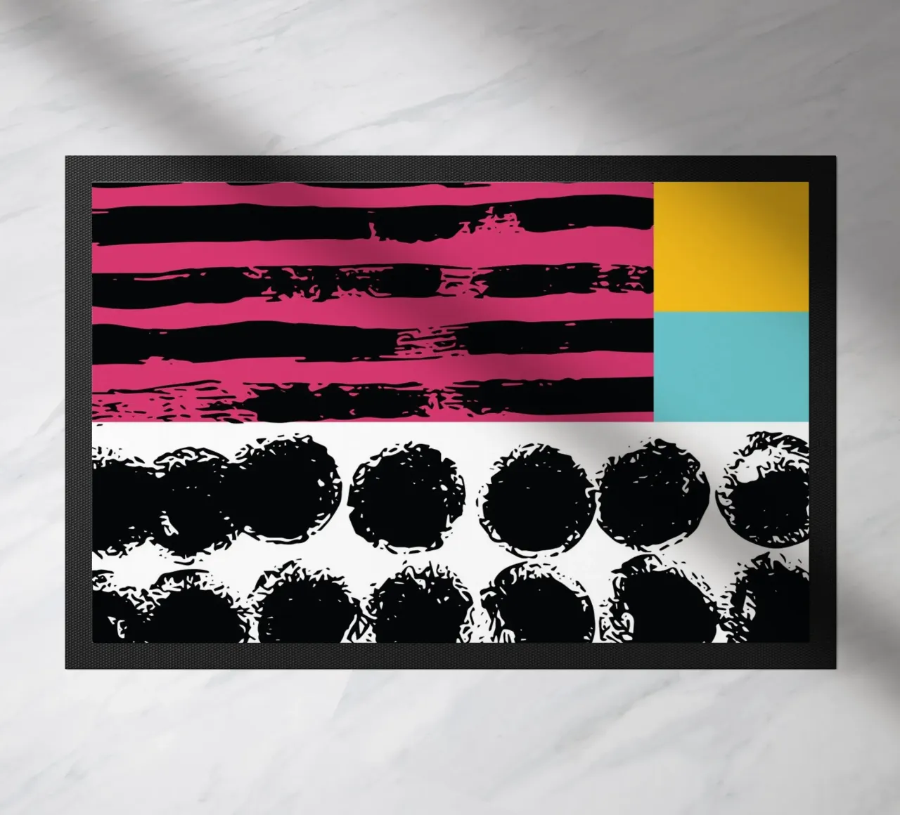 Punky Abstract Composition doormat by Kim Hubball Studio