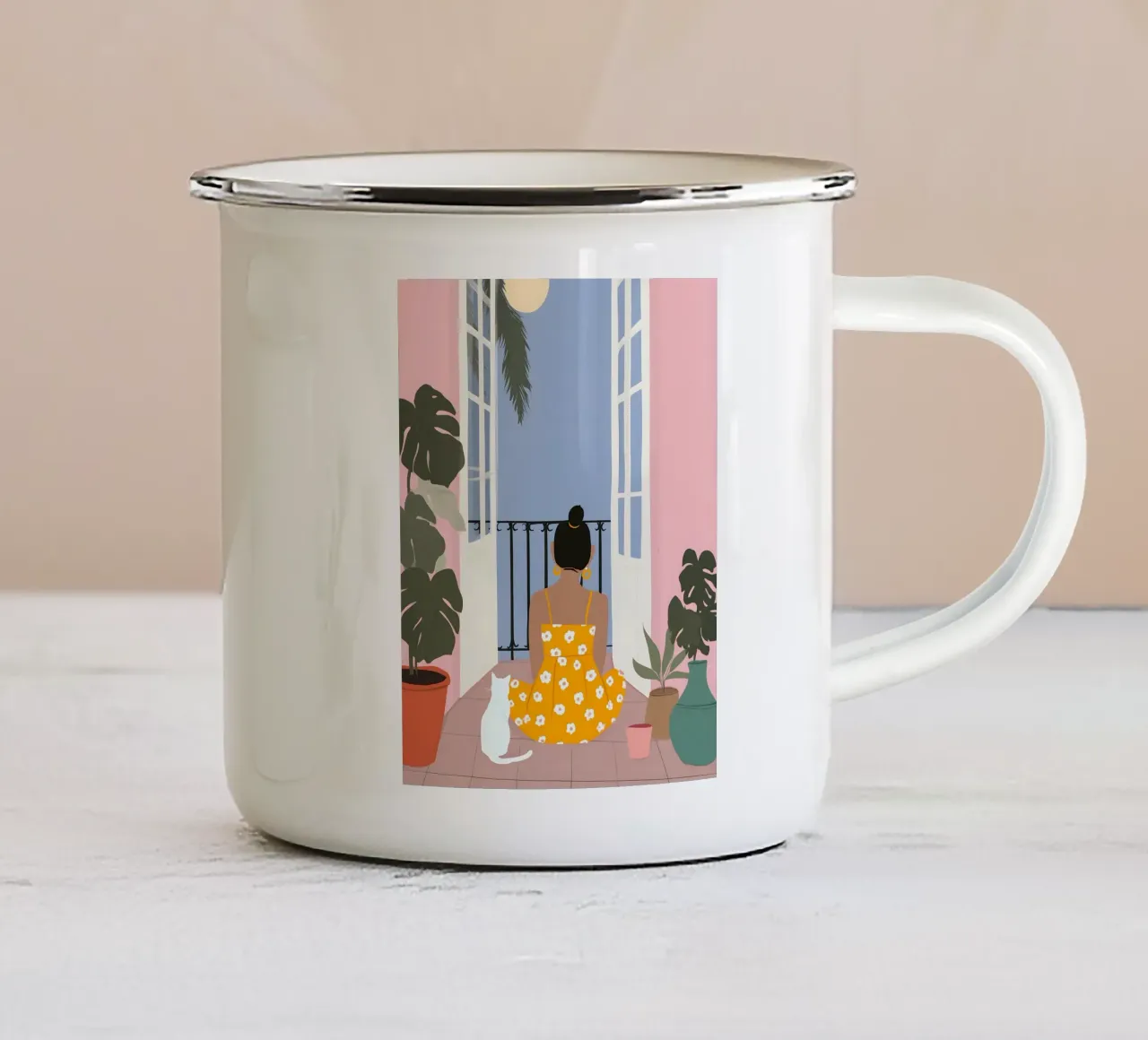 Moonlight Pause tazza in smalto da Vibrant Berry Studio