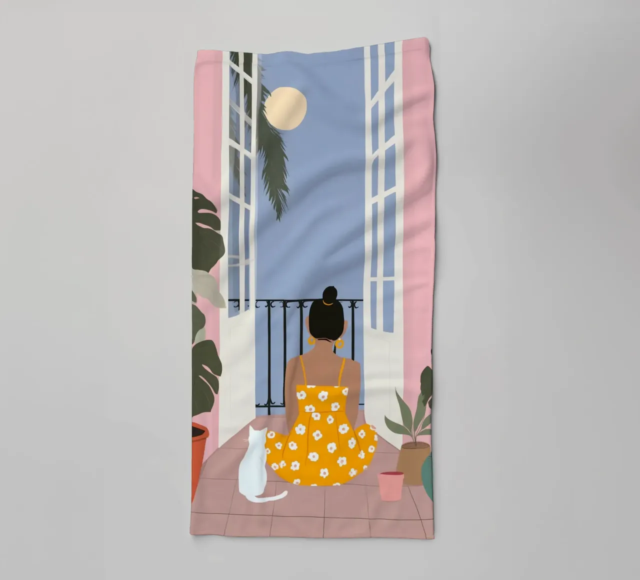 Moonlight Pause towel by Vibrant Berry Studio
