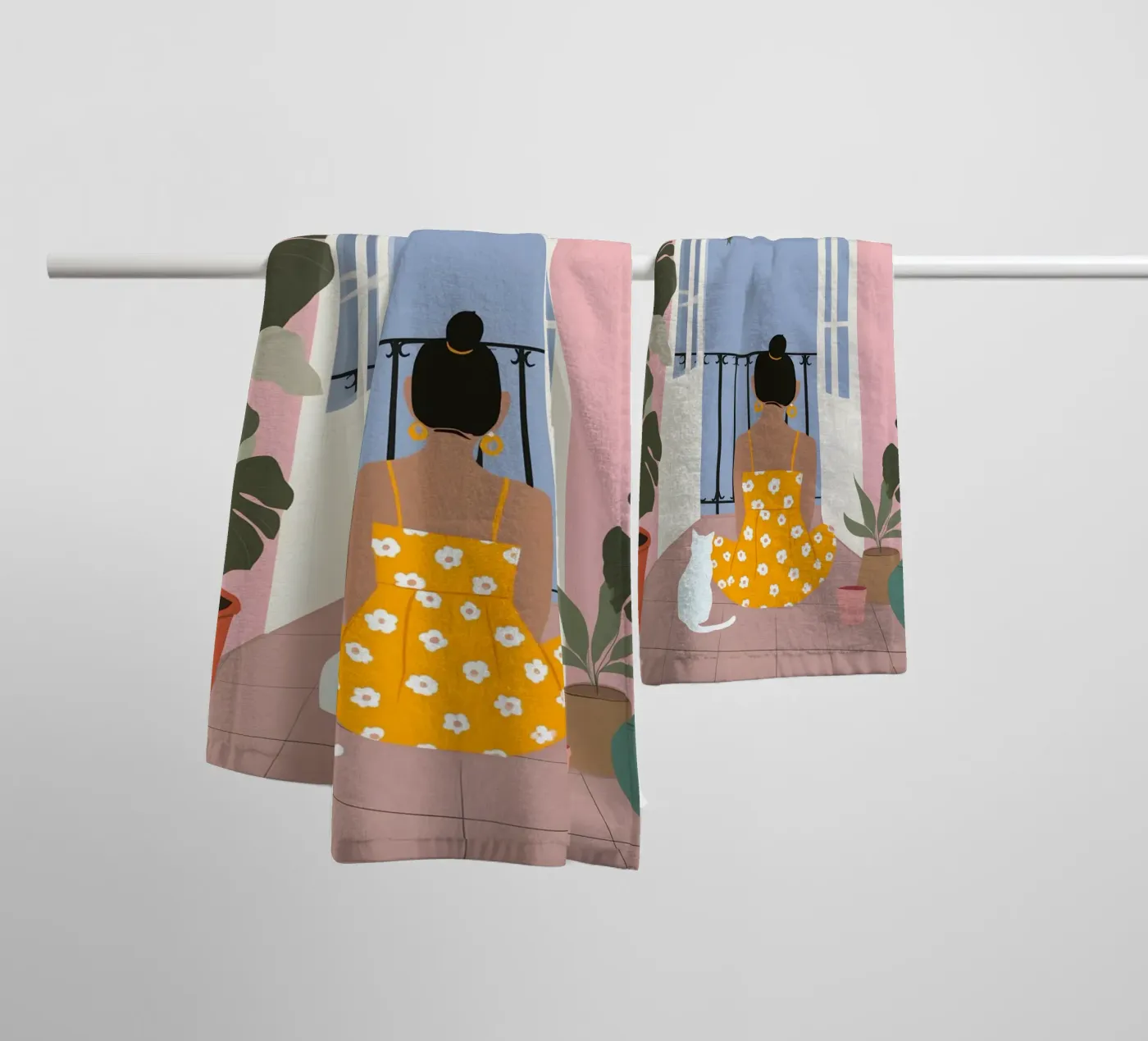 Moonlight Pause towel by Vibrant Berry Studio