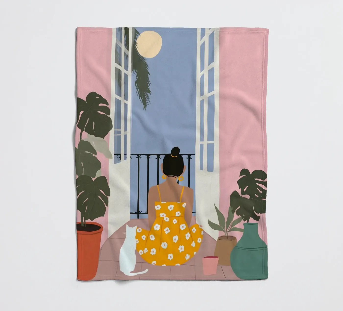 Moonlight Pause coperta in pile da Vibrant Berry Studio