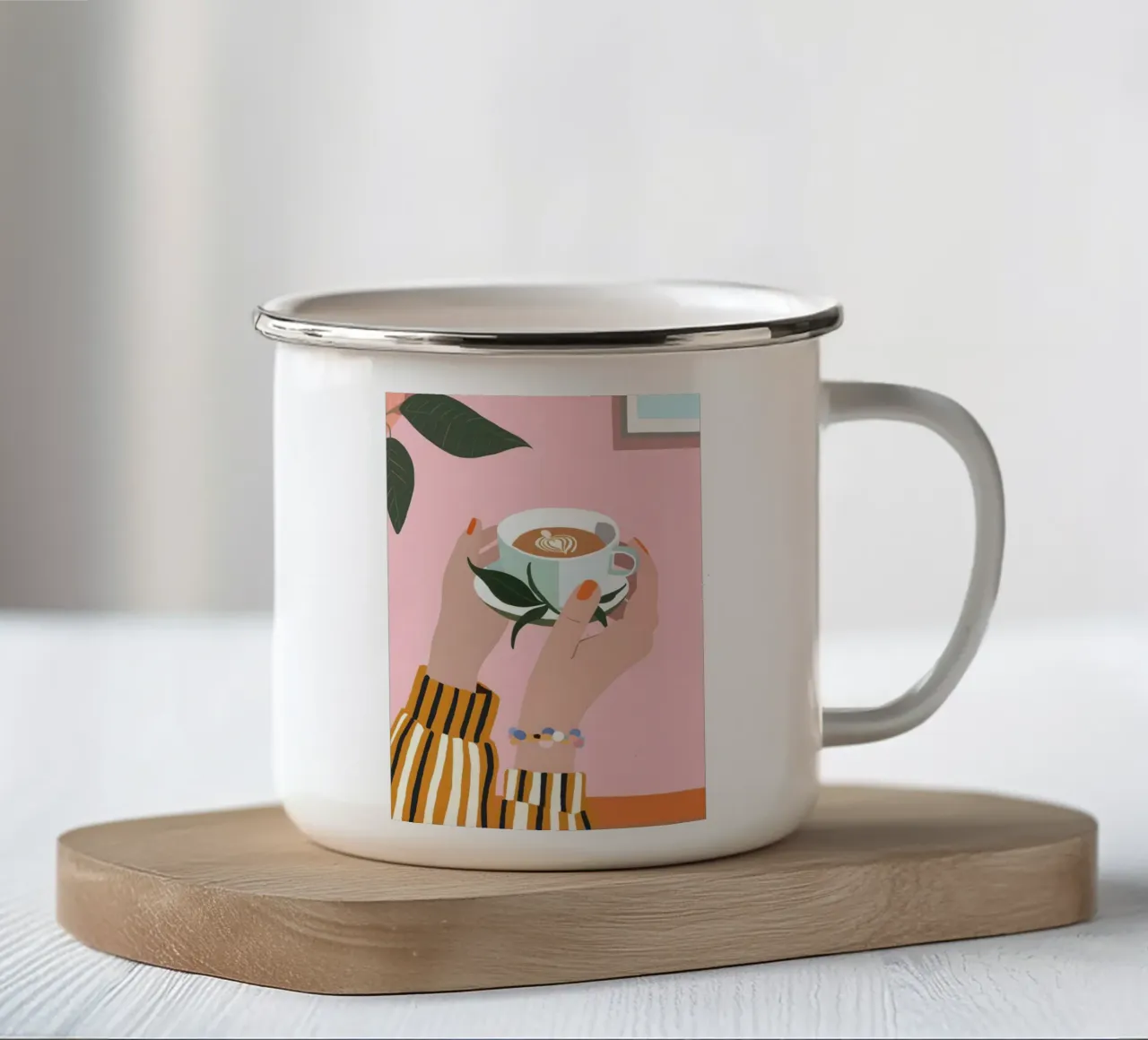 Coffee Ritual tazza in smalto da Vibrant Berry Studio