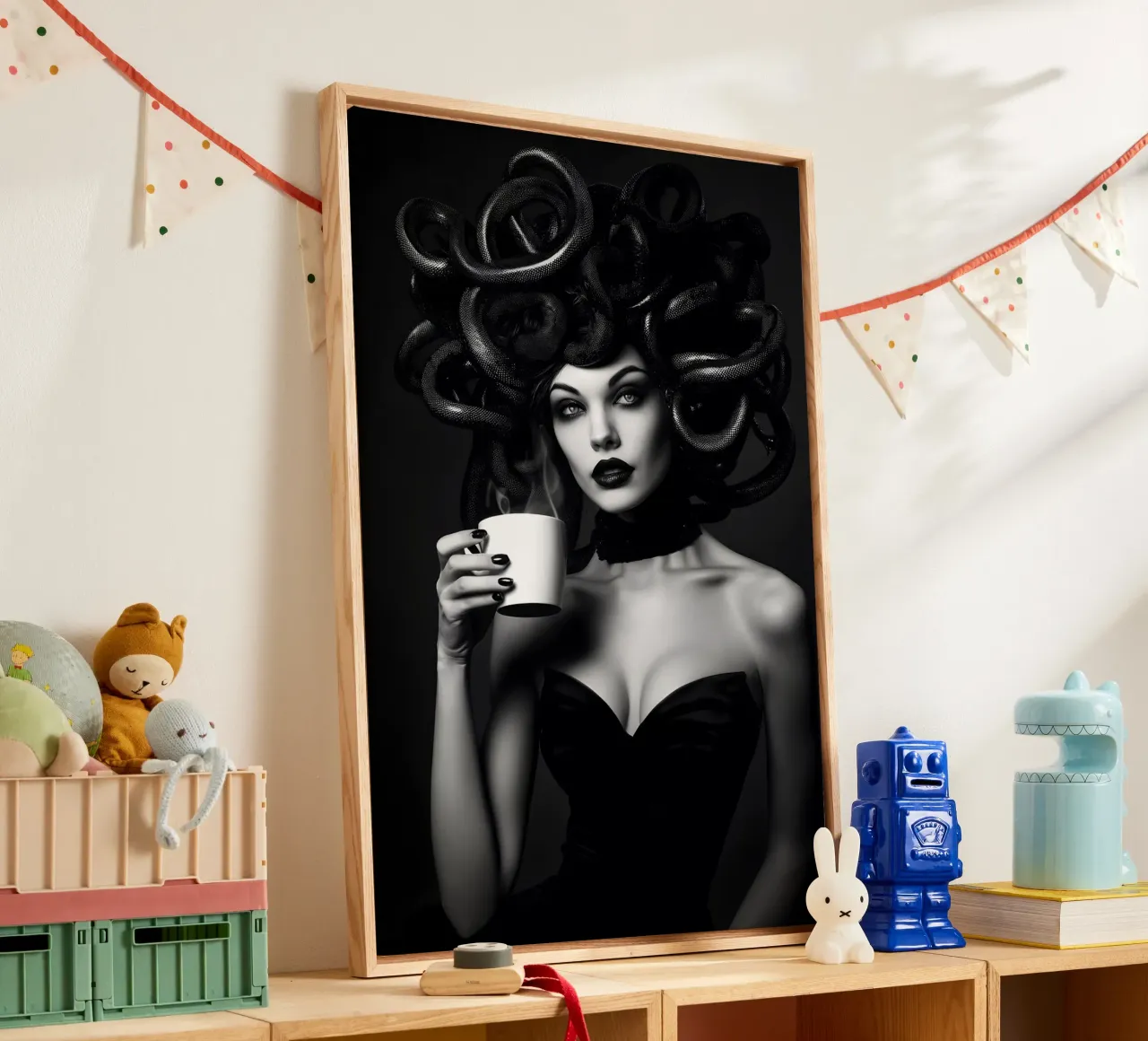 Il caffè della Medusa tela con Cornice a cassetta da M-Ulrich-Digital Art