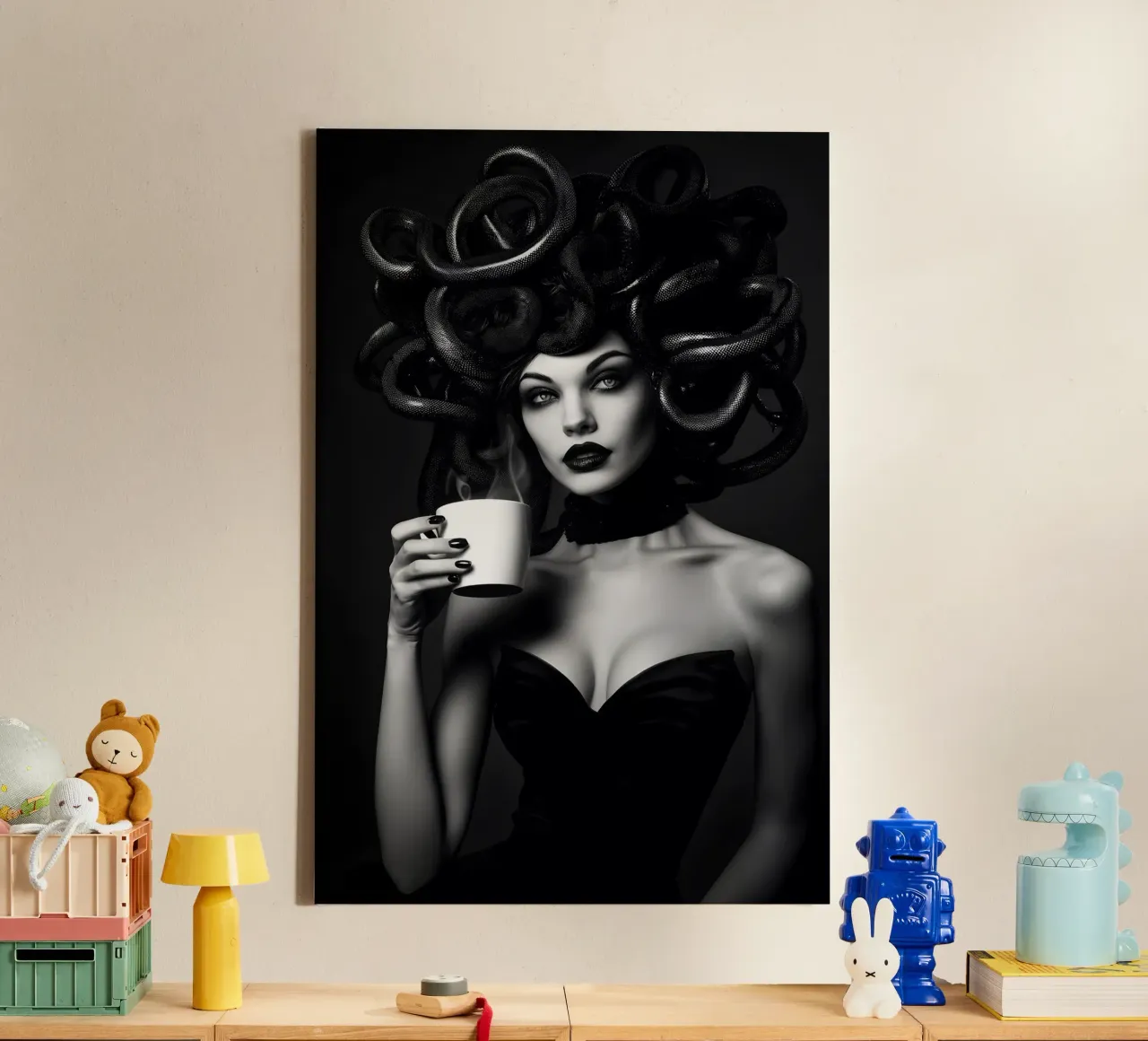 Il caffè della Medusa tela con Cornice a cassetta da M-Ulrich-Digital Art
