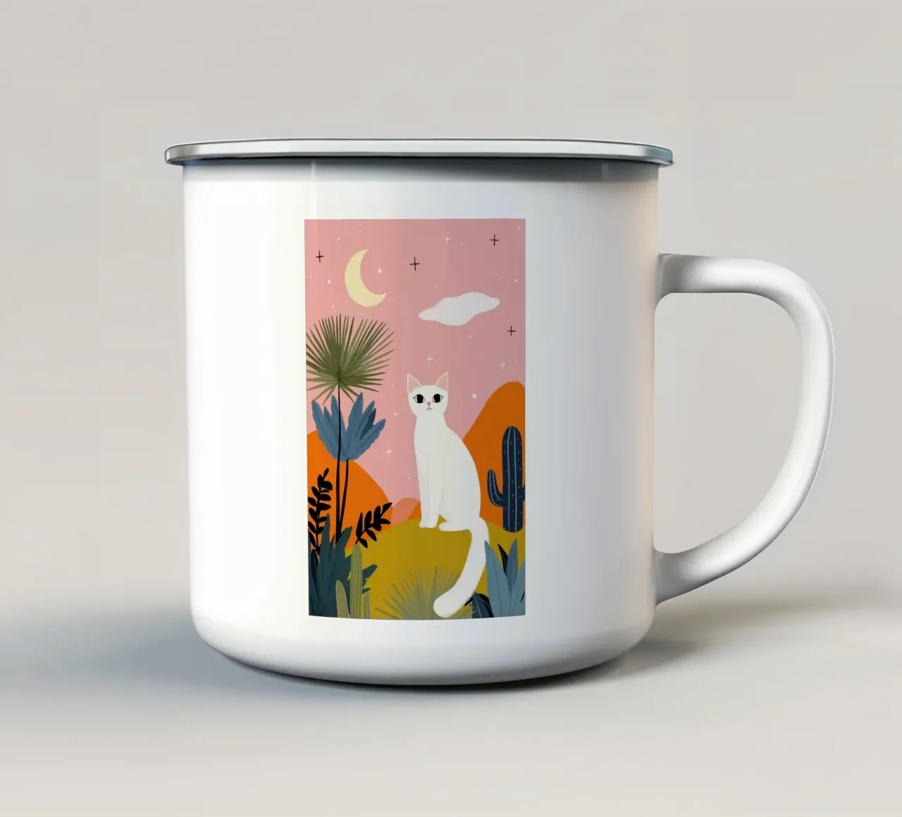 Moonlight Cat tazza in smalto da Vibrant Berry Studio
