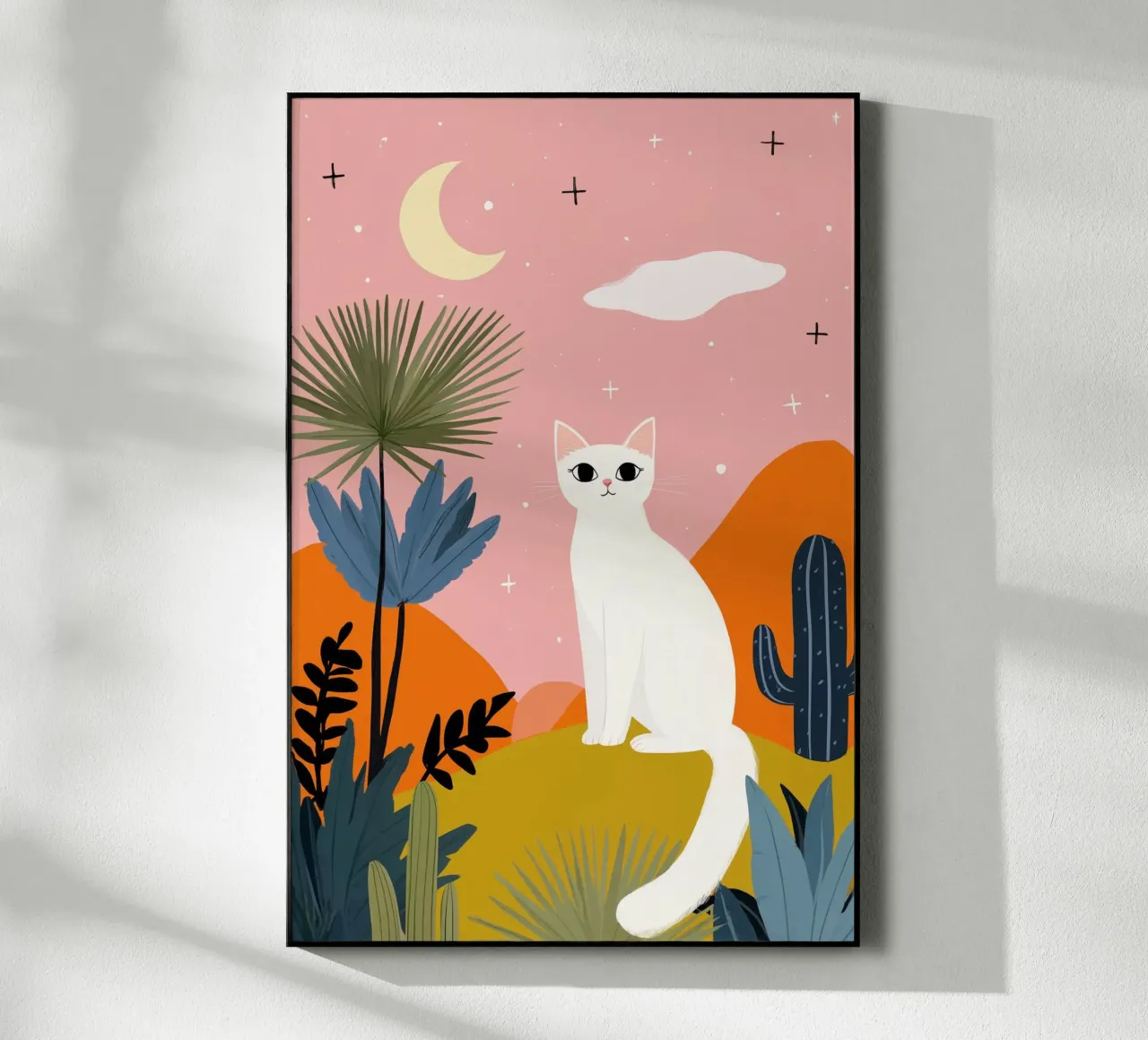 Moonlight Cat acrylic glass by Vibrant Berry Studio
