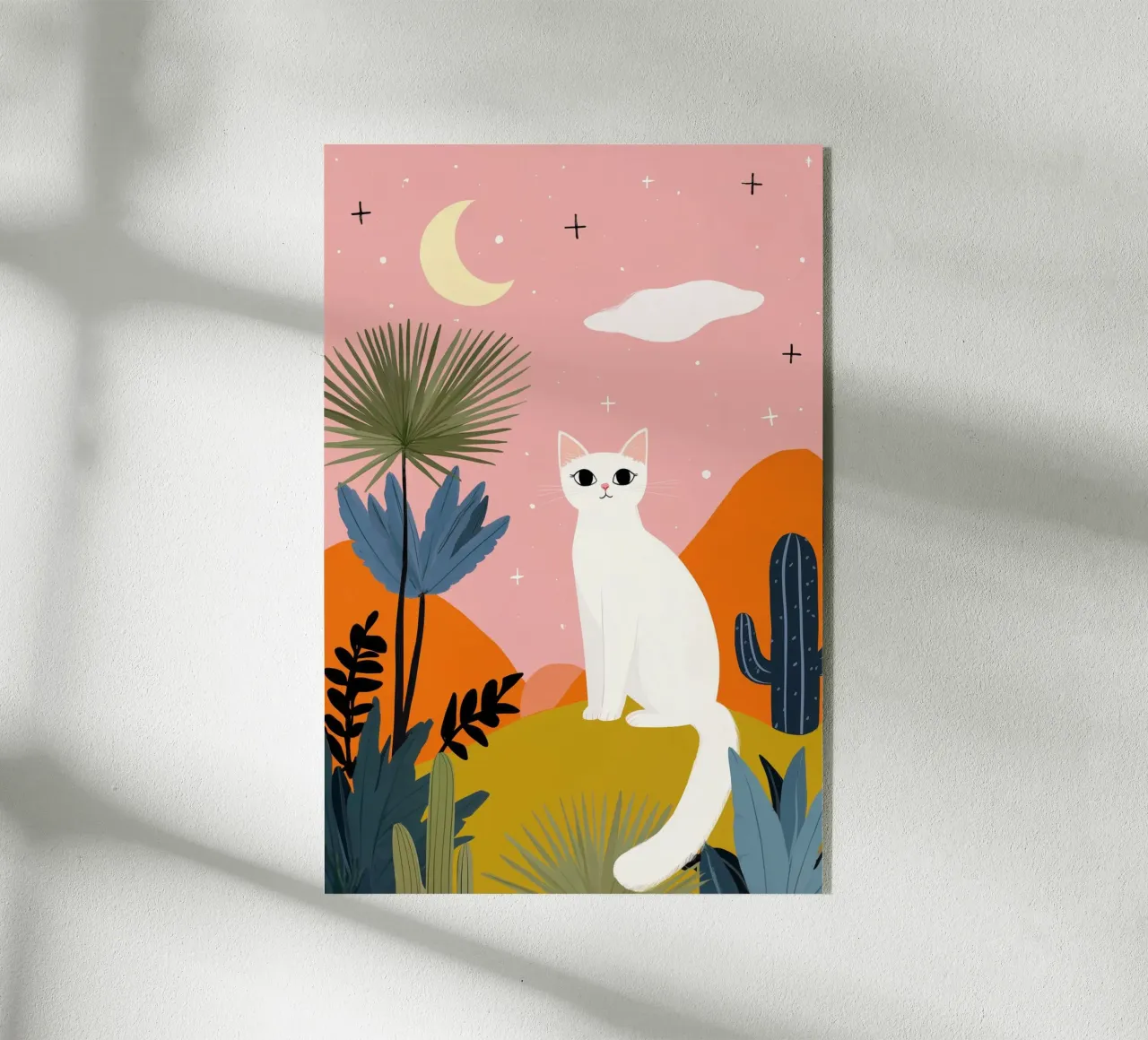 Moonlight Cat acrylic glass by Vibrant Berry Studio