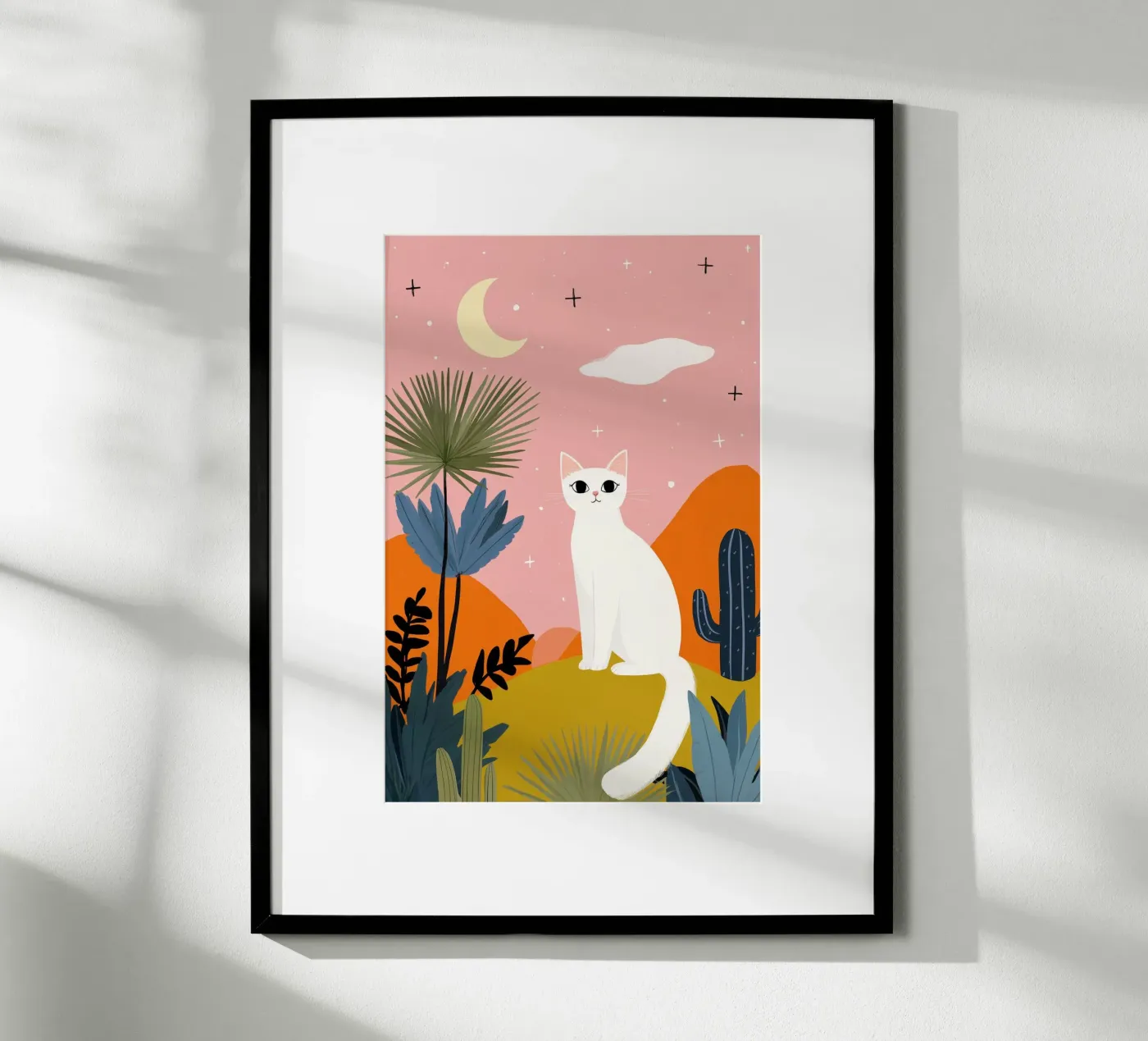 Moonlight Cat poster van Vibrant Berry Studio