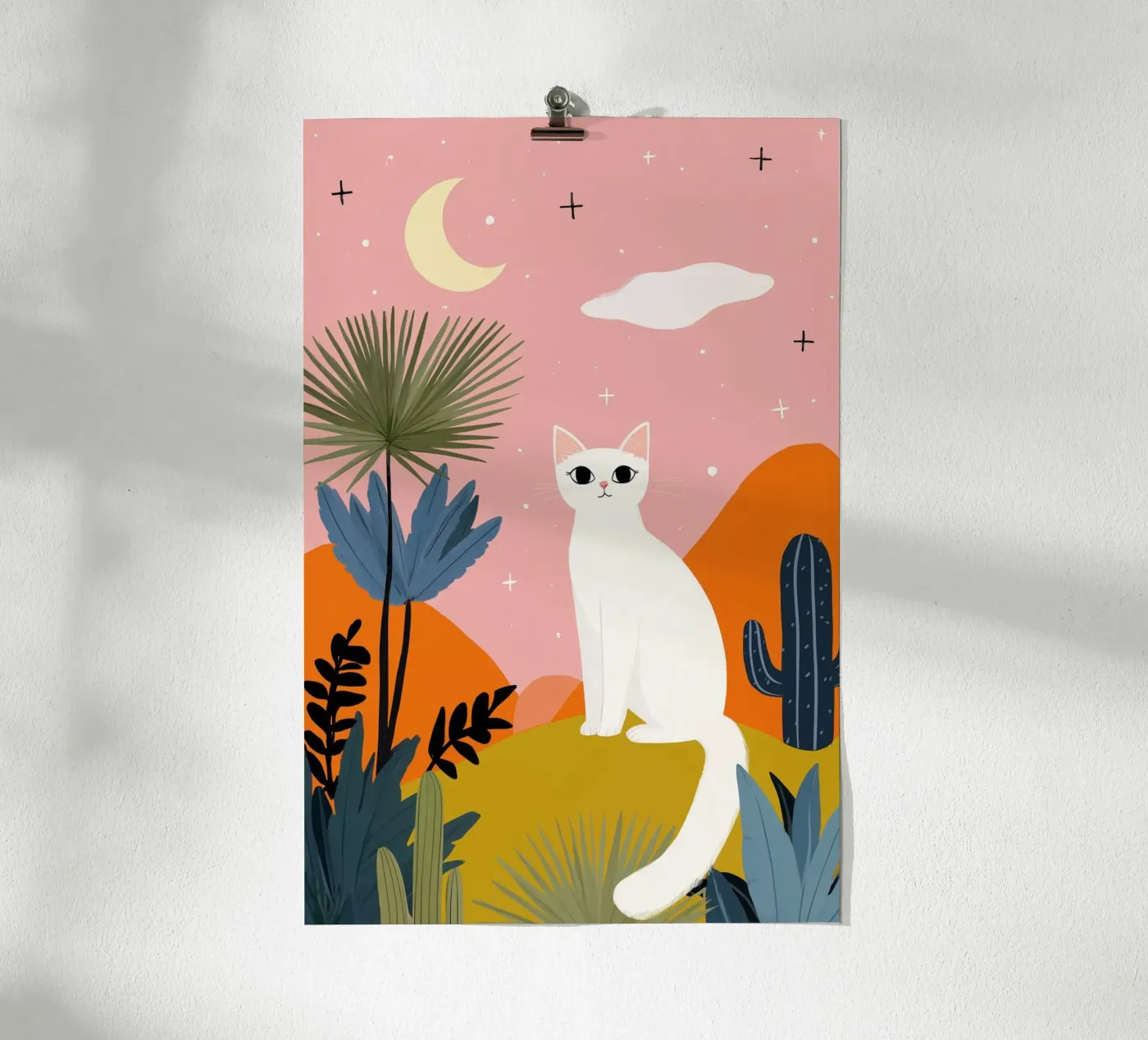 Moonlight Cat poster van Vibrant Berry Studio