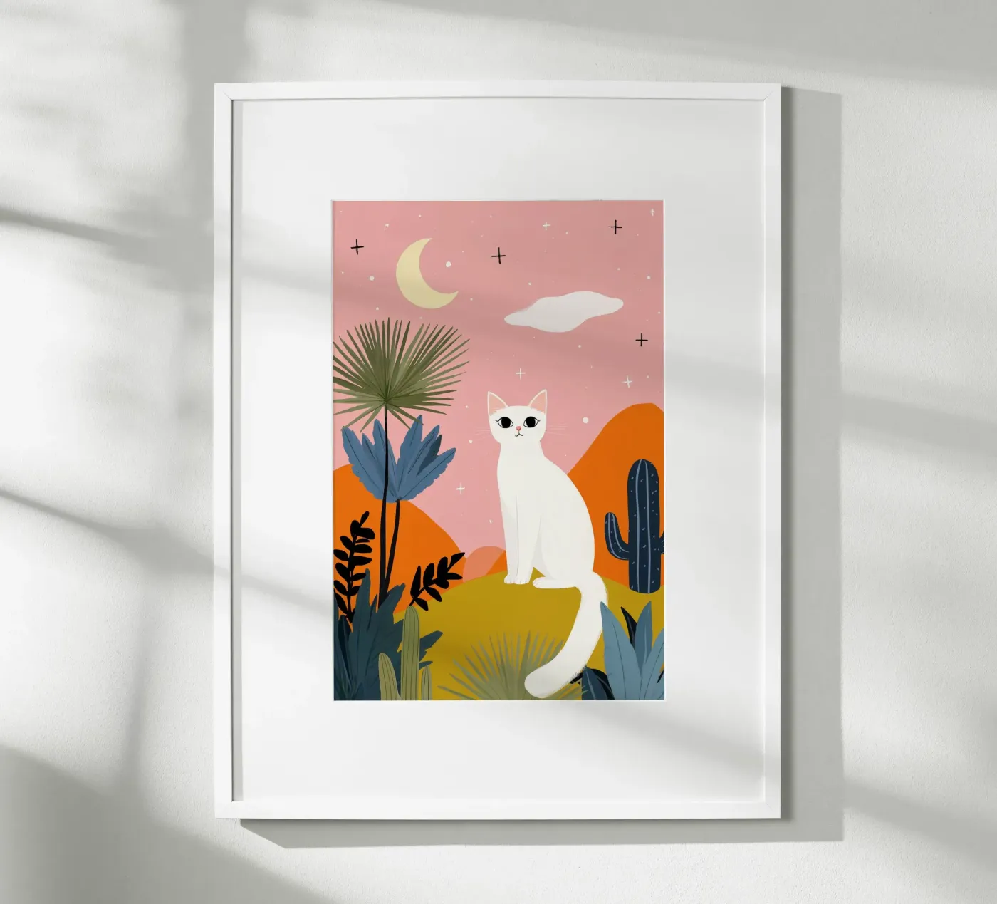 Moonlight Cat poster van Vibrant Berry Studio