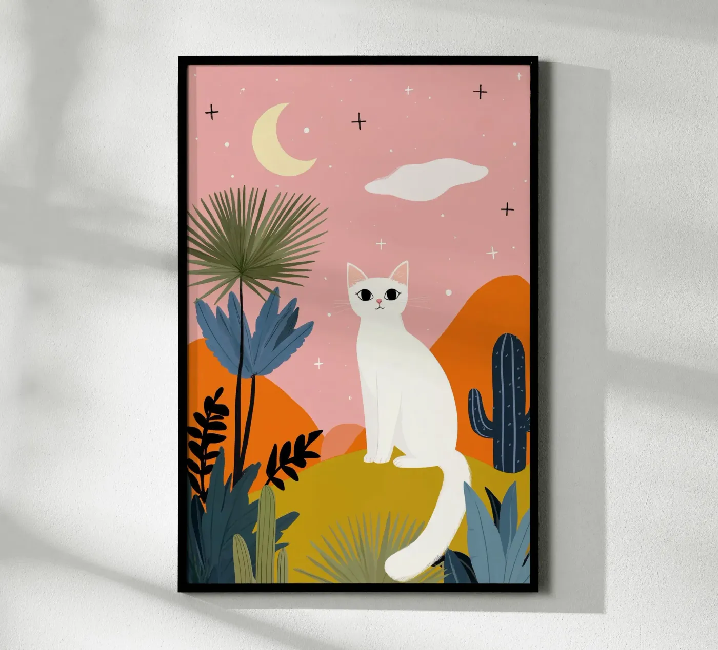 Moonlight Cat poster van Vibrant Berry Studio