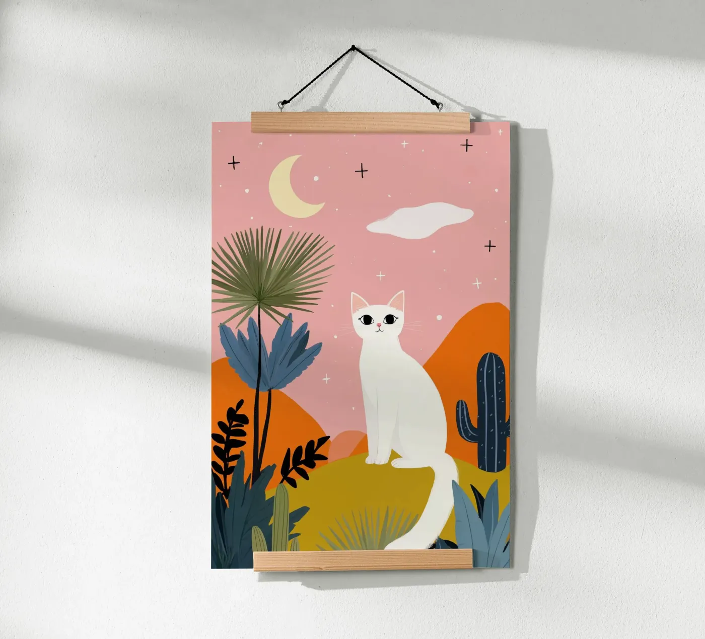 Moonlight Cat poster van Vibrant Berry Studio
