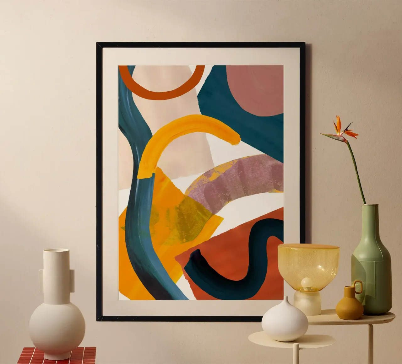 Retro Geometric Abstract Art Print hahnemühle by Violets Print House