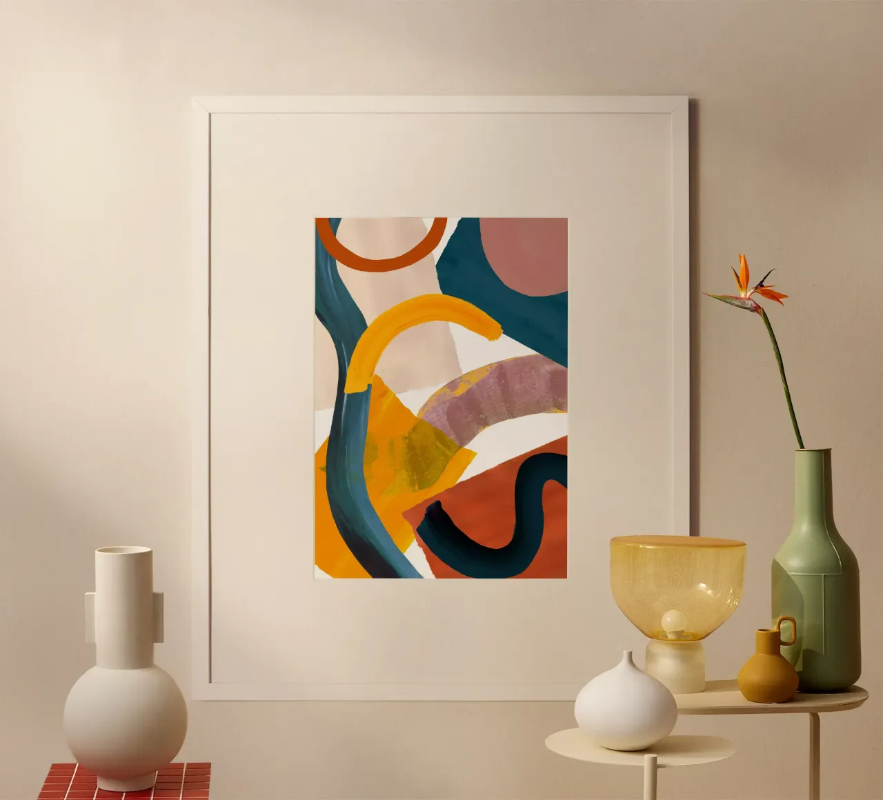 Retro Geometric Abstract Art Print hahnemühle by Violets Print House