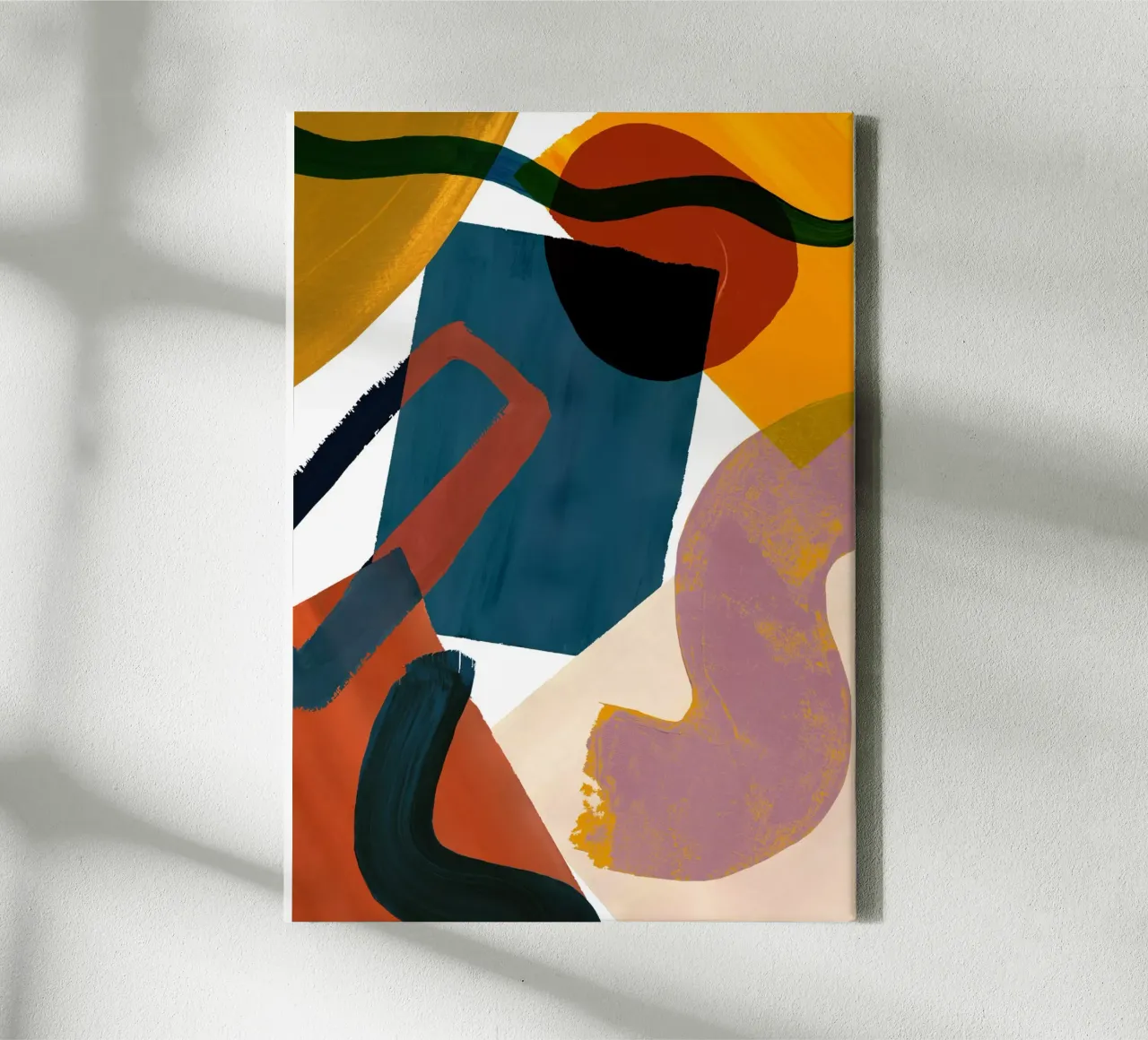 Stampa d'arte di forme geometriche retrò tela con Cornice a cassetta da Violets Print House