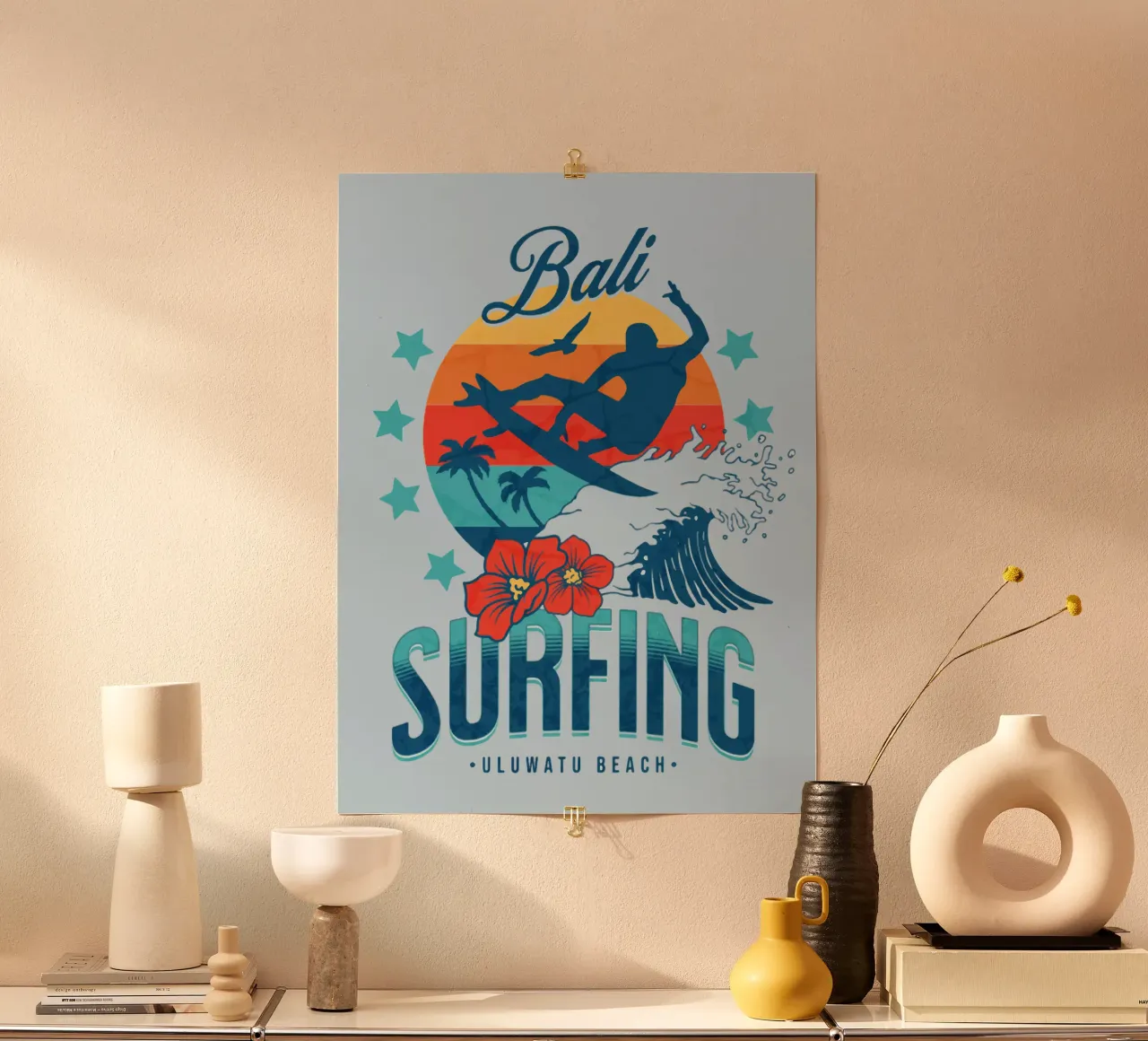 Spiaggia di Bali Uluwatu poster con telaio in plastica da Gunawan Rb