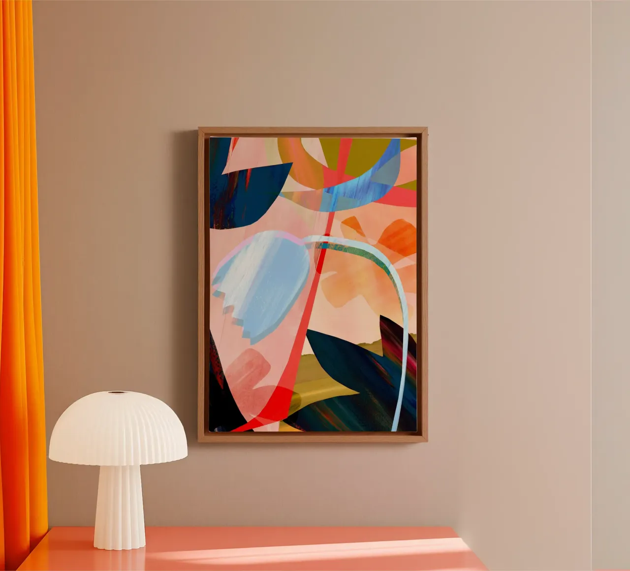 Abstract Large Flower Art Print canvas with Floater frame by Violets Print House