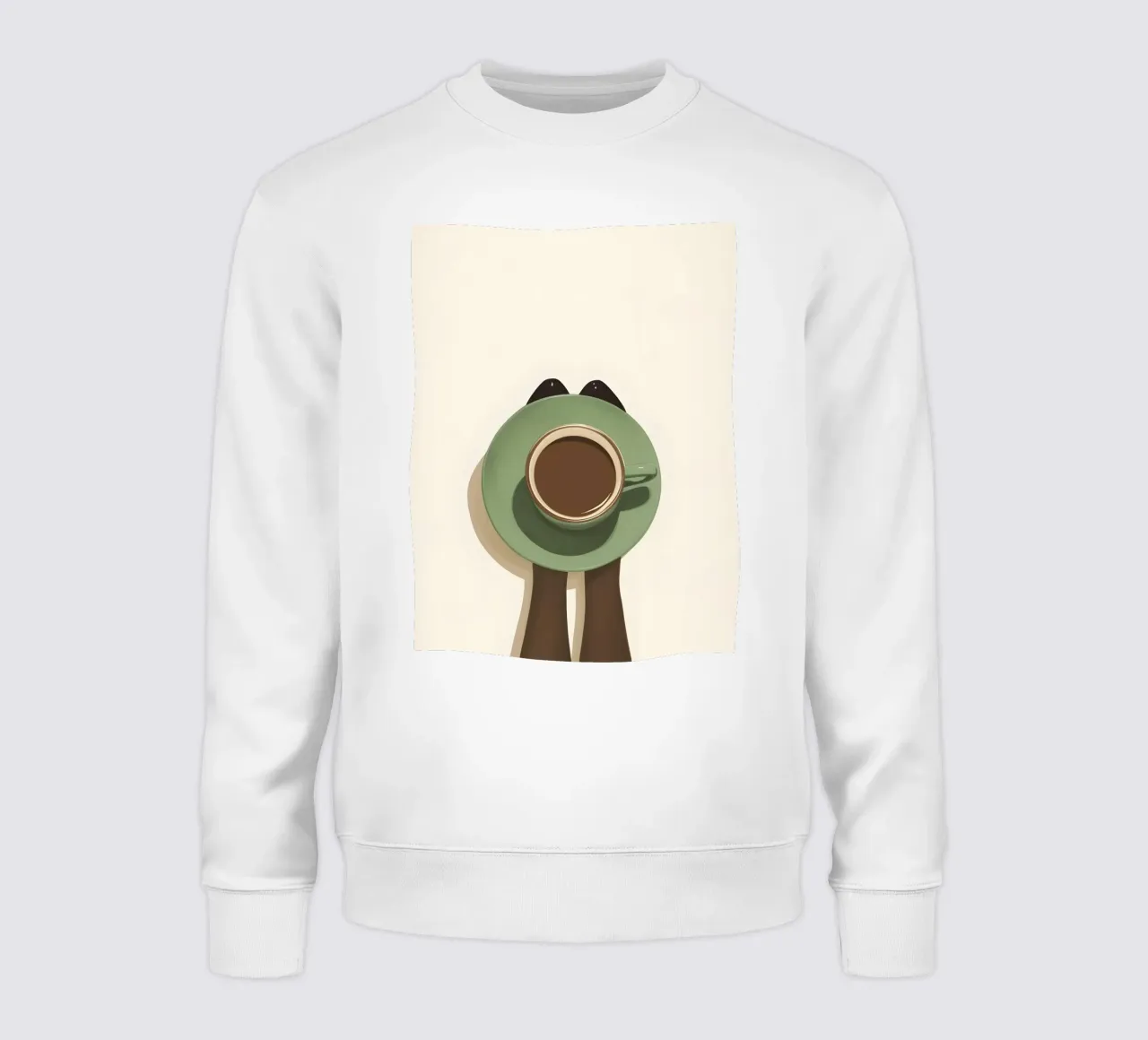 Momento caffè minimalista con tazza vista dall'alto felpa da Trendy Vibes